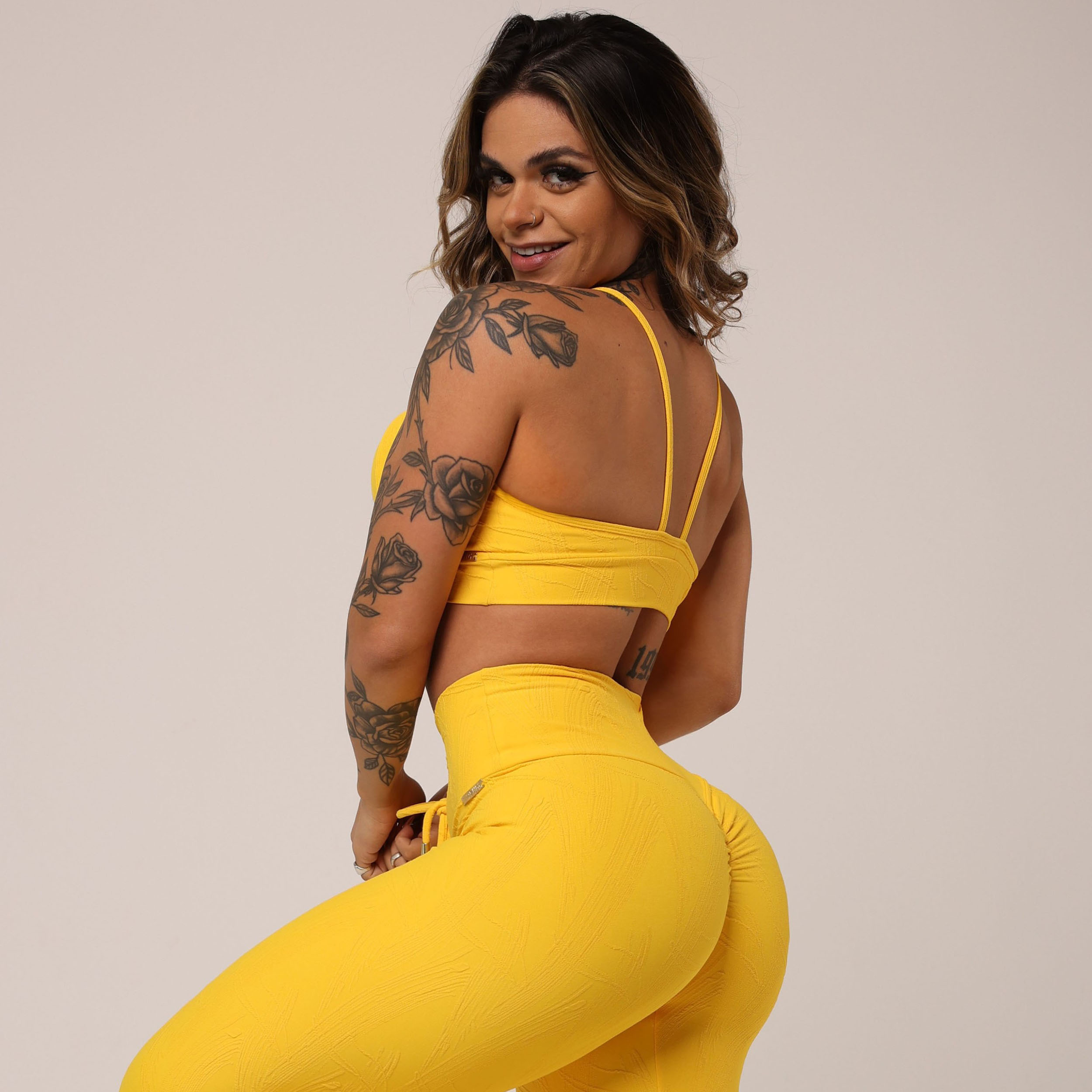 LEGGING EMPINA BUMBUM JACQUARD GRAFIATO HONEY - Imagem 5