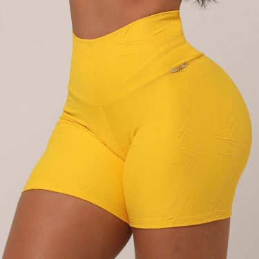 SHORT EMPINA BUMBUM JACQUARD GRAFIATO HONEY