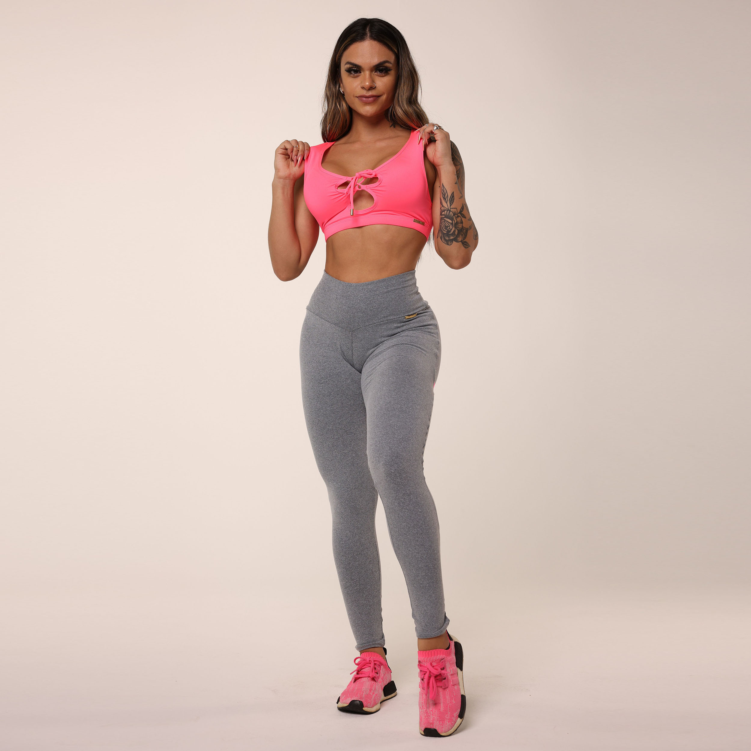 LEGGING INTENSE EMPINA BUMBUM MESCLA COM ROSA NEON - Imagem 6