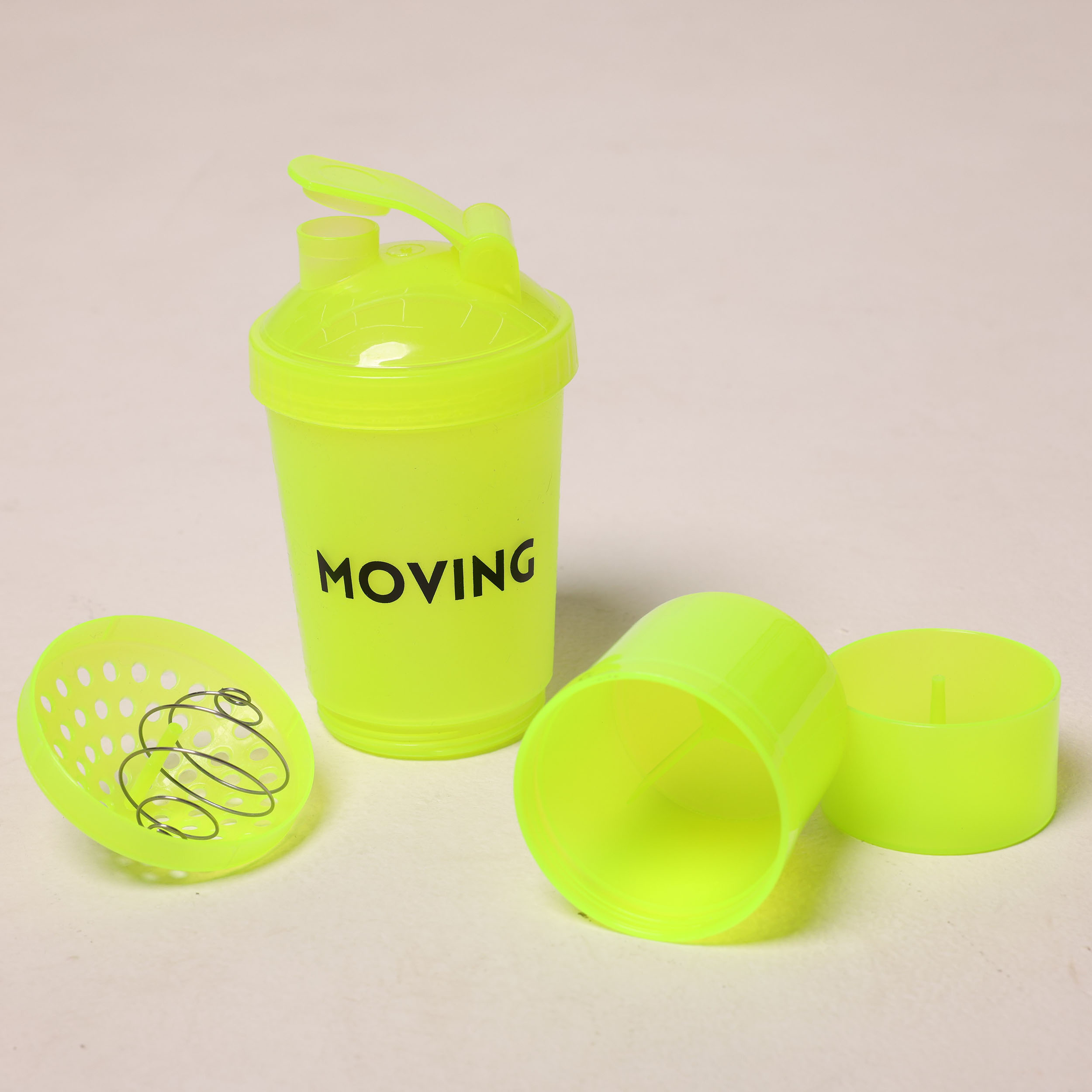 COQUETELEIRA SHAKEIRA 600 ML COM 3 COMPARTIMENTOS AMARELO NEON - Imagem 3