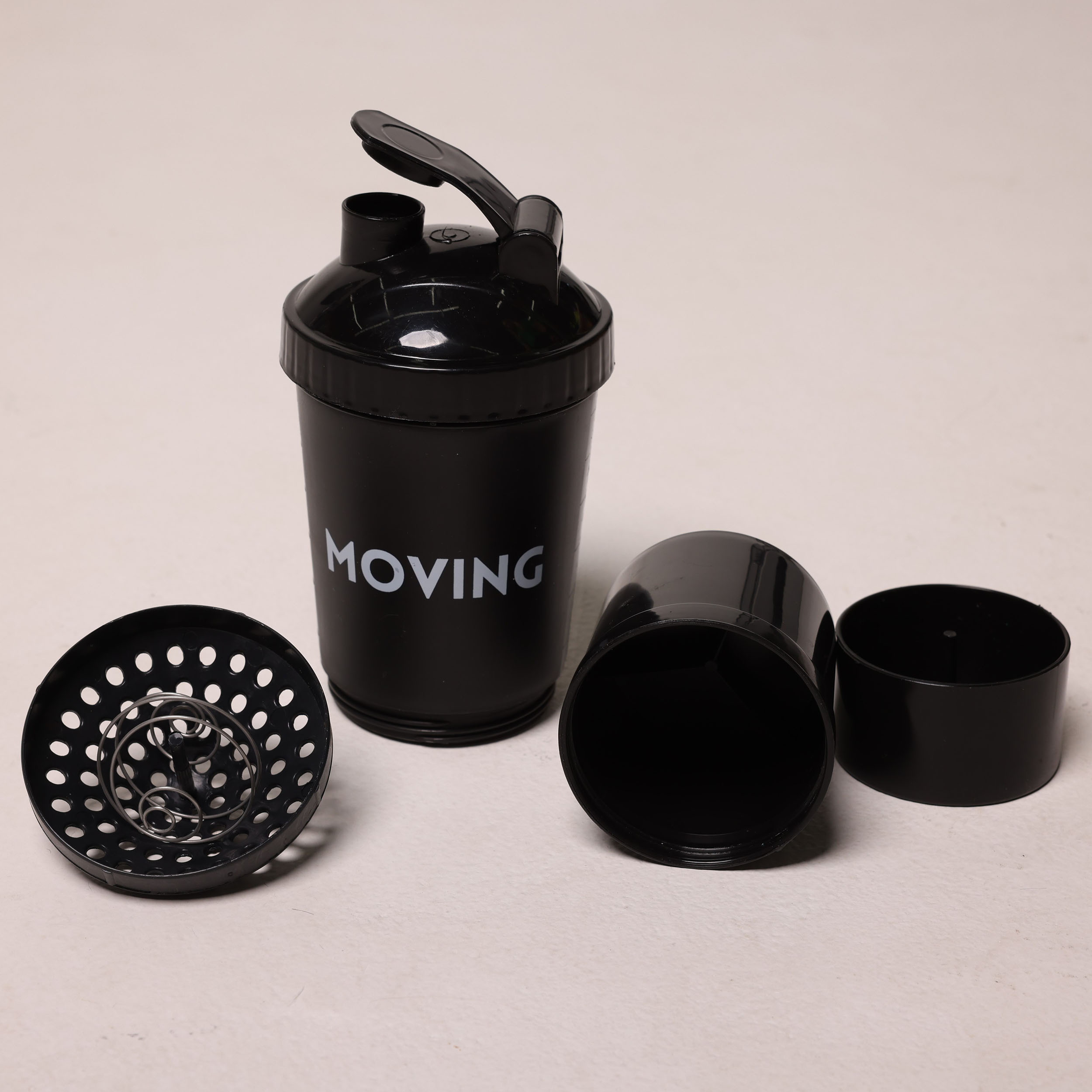 COQUETELEIRA SHAKEIRA 600 ML COM 3 COMPARTIMENTOS PRETA - Imagem 3