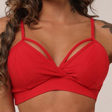 TOP STRAPPY JACQUARD GRAFIATO SCARLET