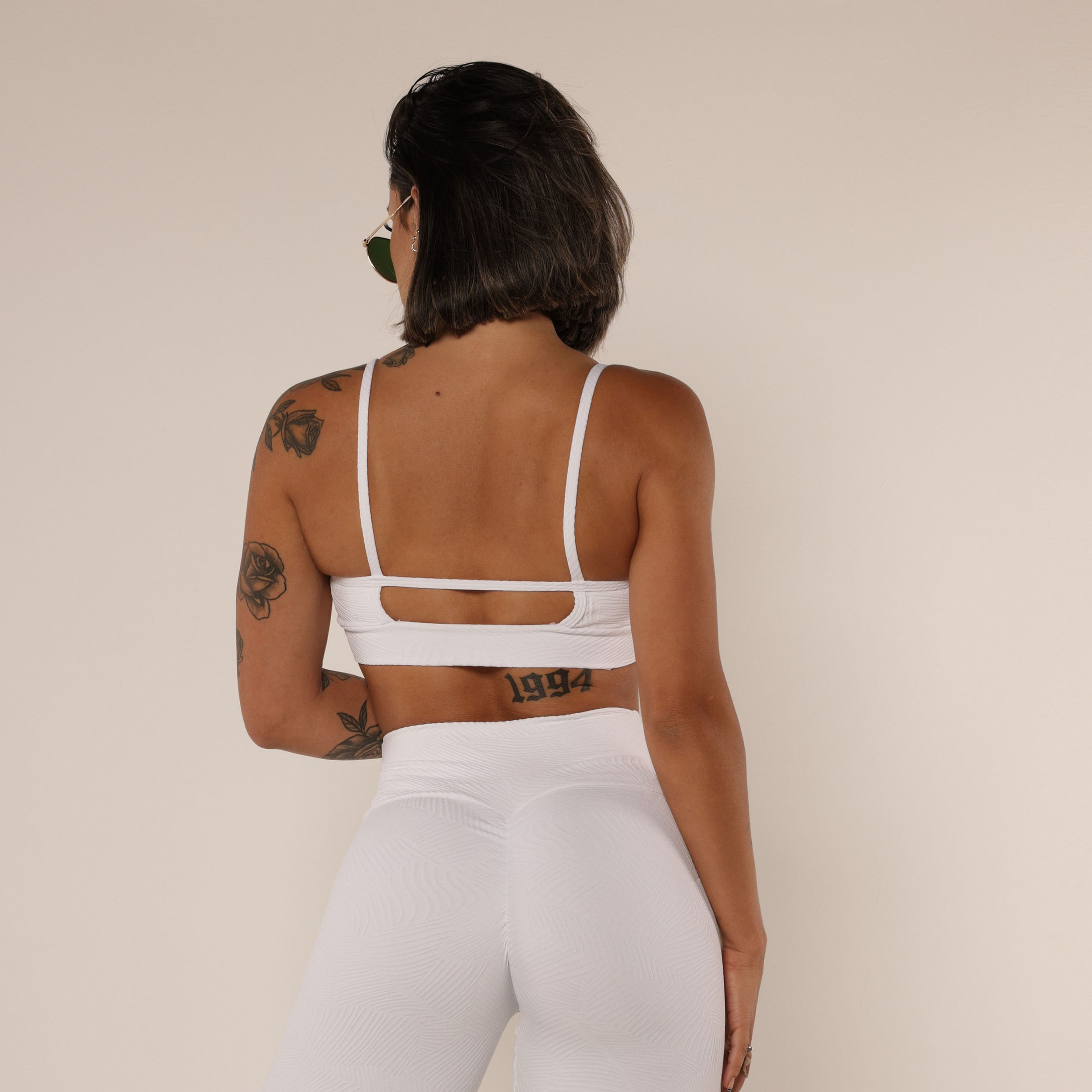 TOP STRAPPY JACQUARD PALM BRANCO - Imagem 4