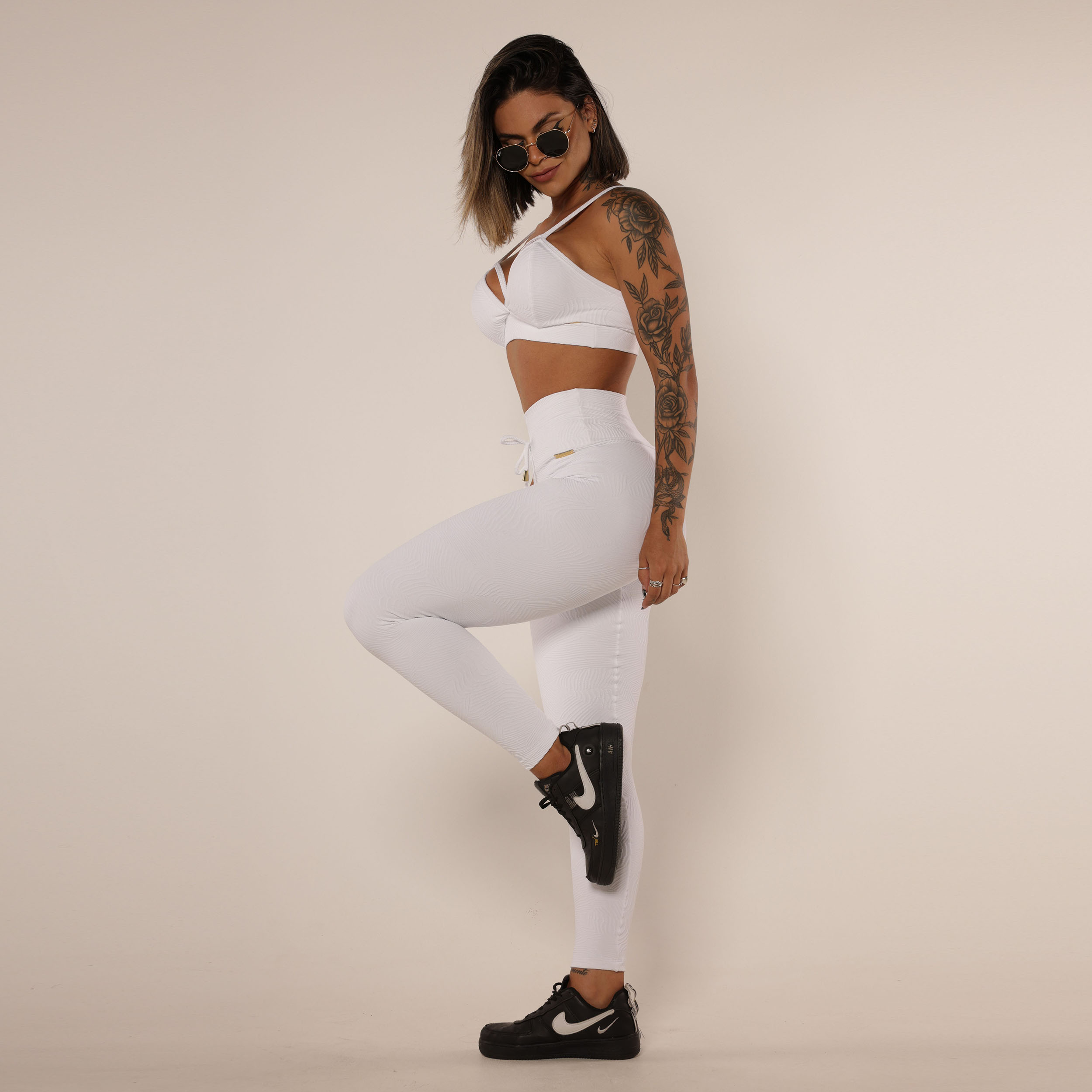 TOP STRAPPY JACQUARD PALM BRANCO - Imagem 5