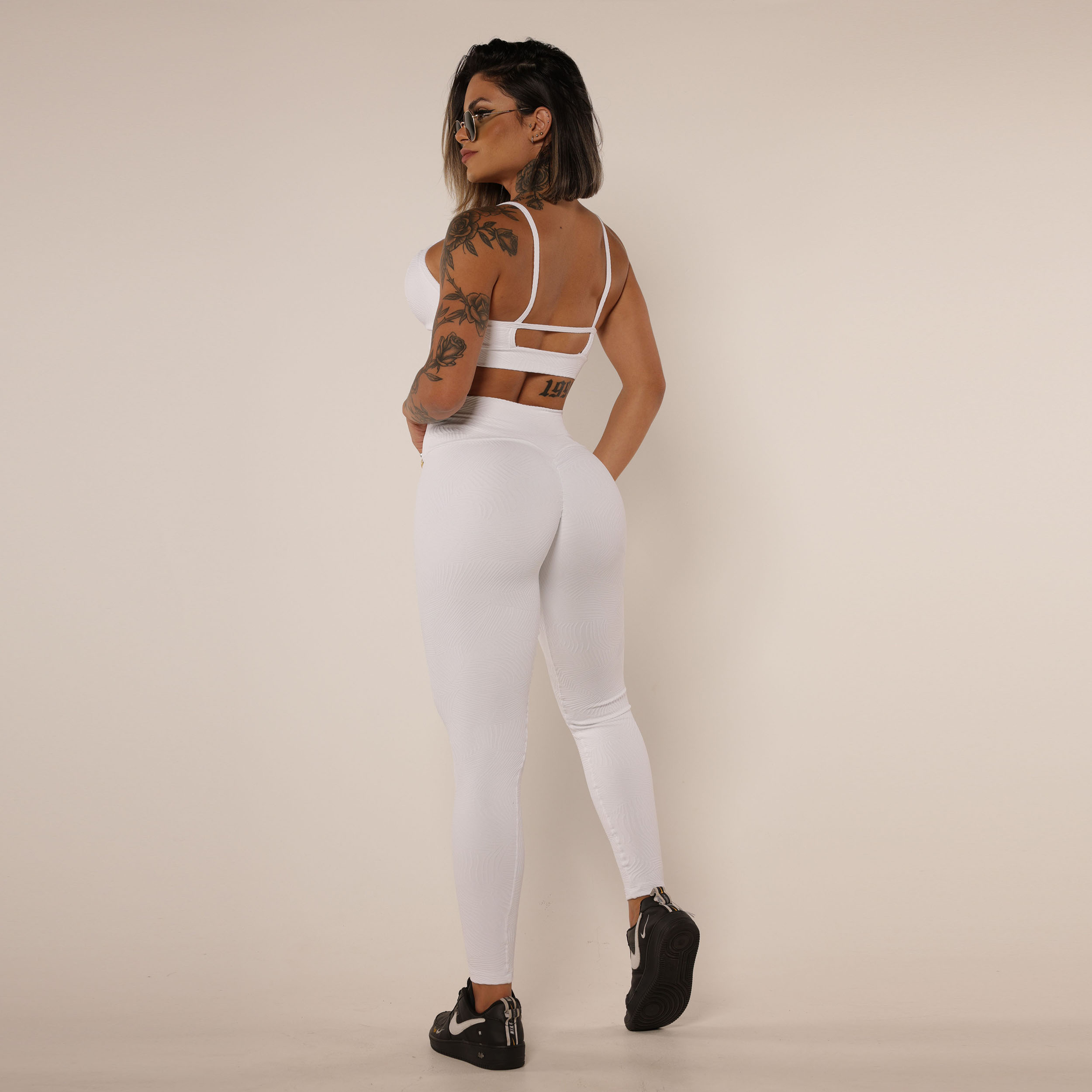 TOP STRAPPY JACQUARD PALM BRANCO - Imagem 6