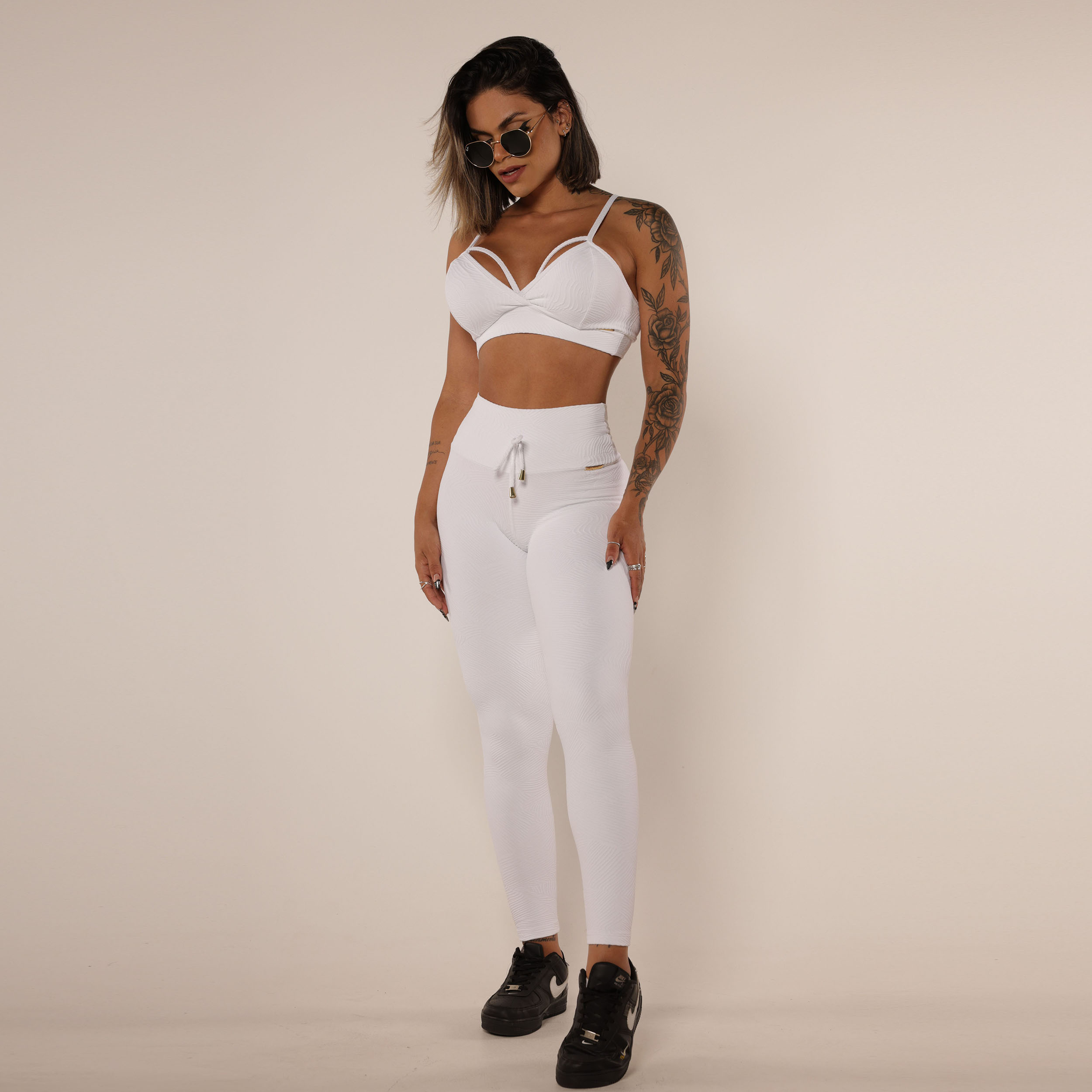 TOP STRAPPY JACQUARD PALM BRANCO - Imagem 7