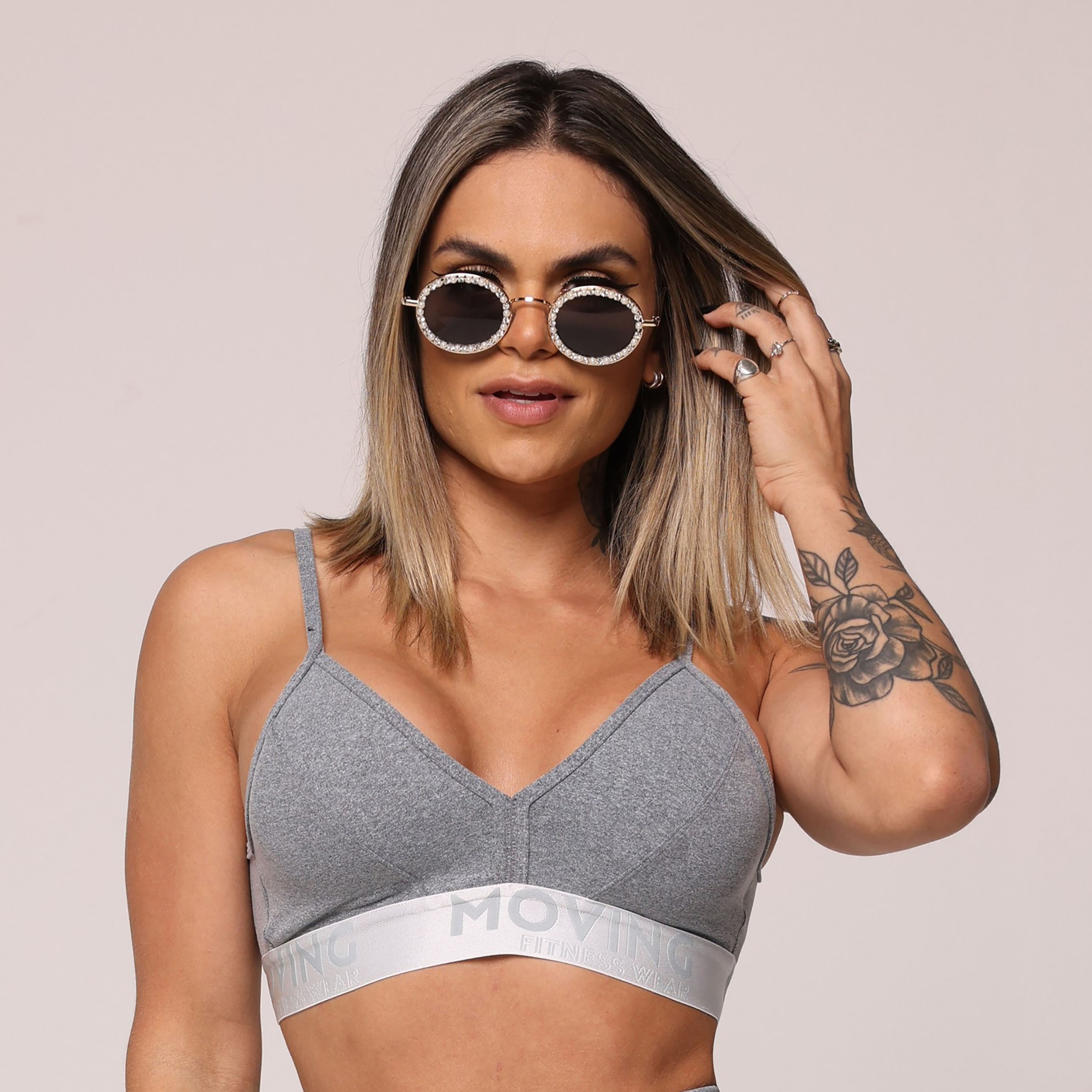 TOP MILANO MESCLA COM ELÁSTICO CINZA - Imagem 3