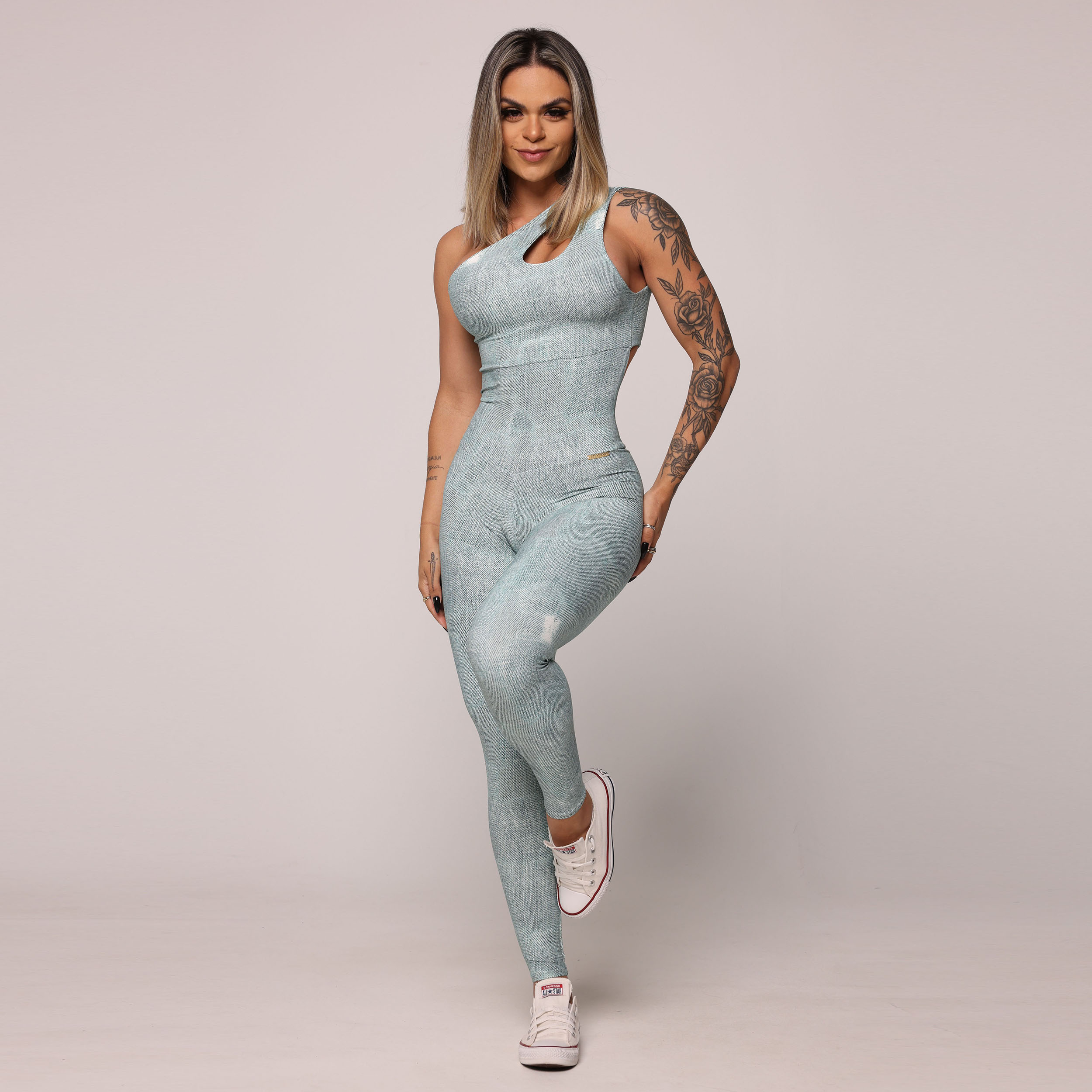 MACACÃO GOTA EMPINA BUMBUM FAKE JEANS EXCLUSIVO - Imagem 5