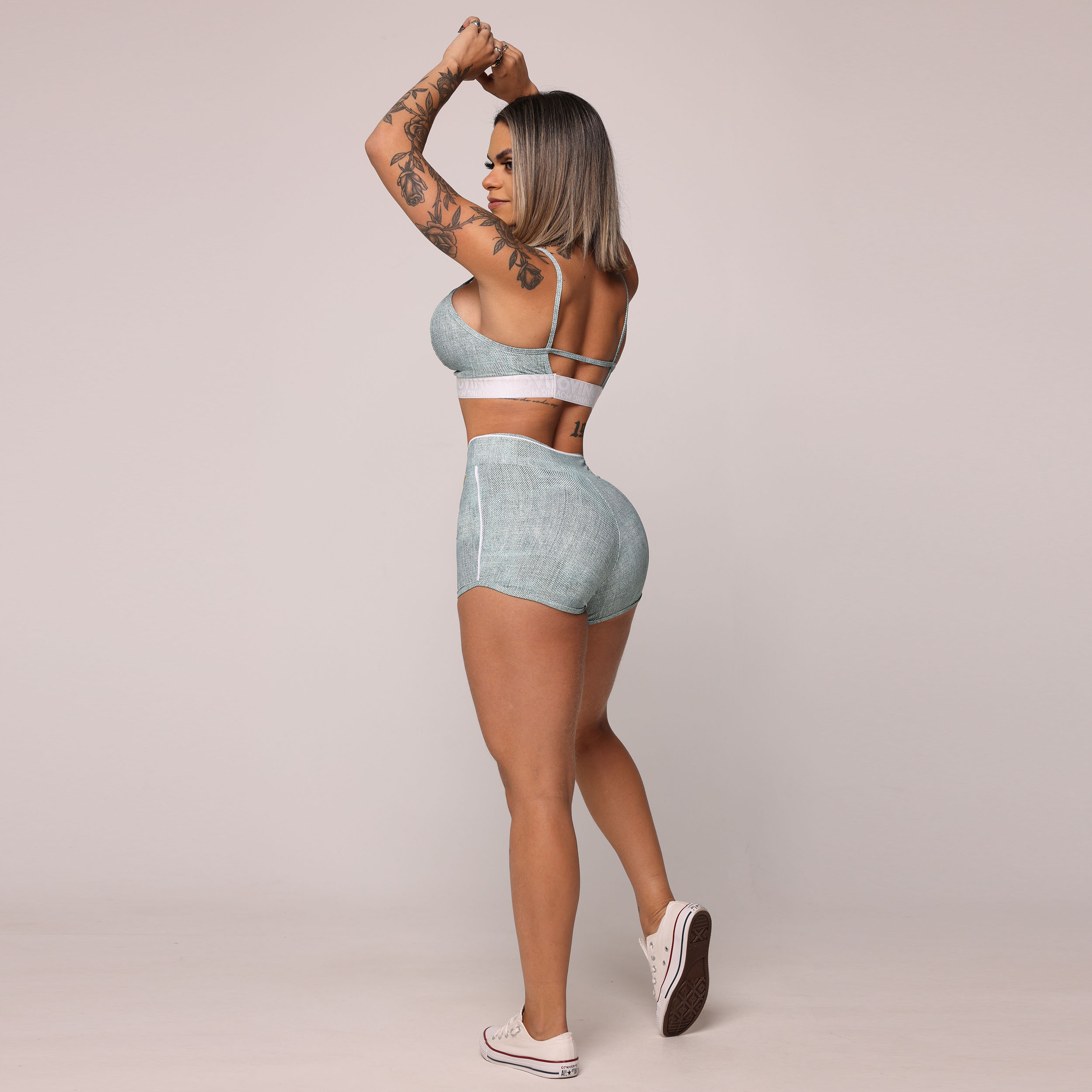 SHORT LINEAR FAKE JEANS EXCLUSIVO - Imagem 9