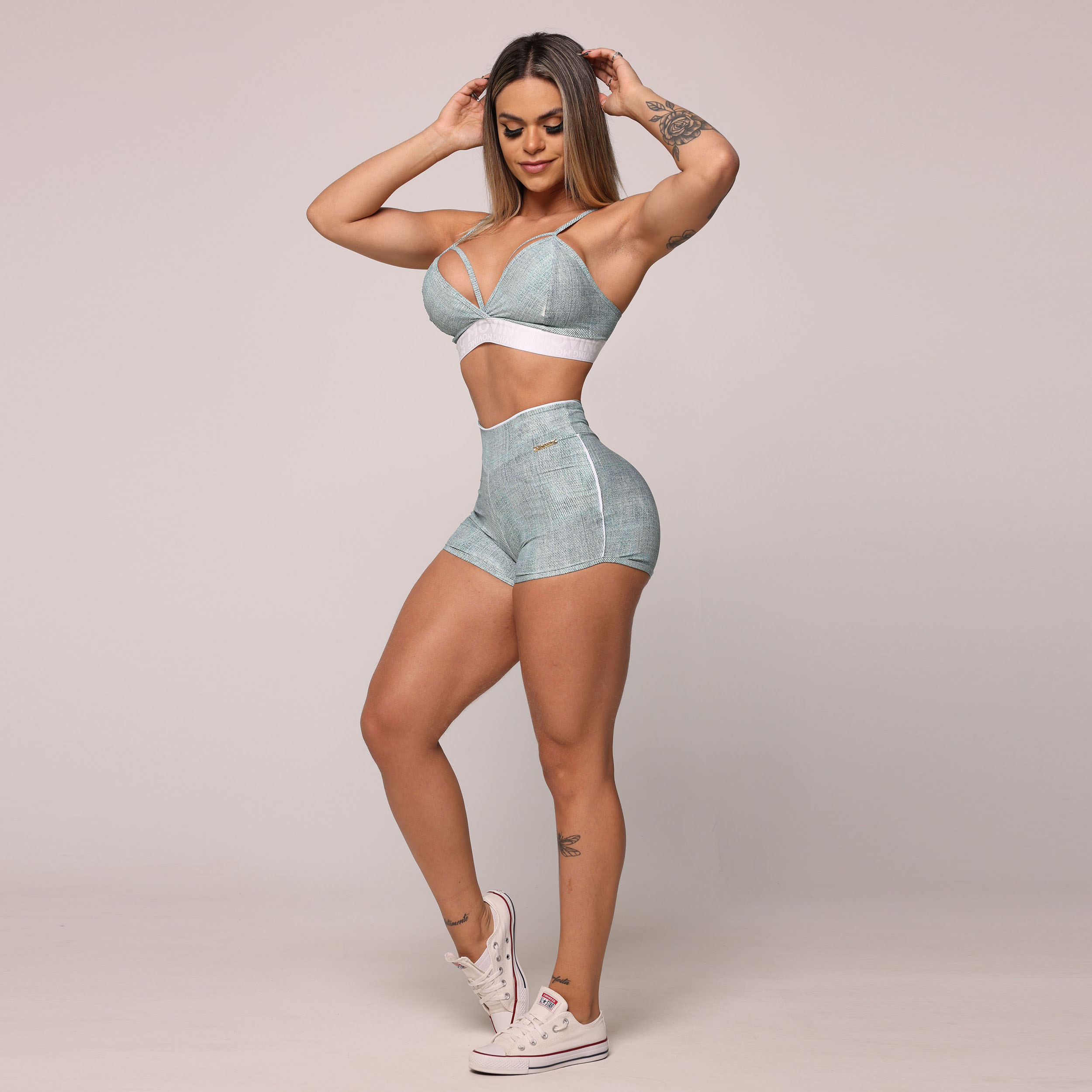 SHORT LINEAR FAKE JEANS EXCLUSIVO - Imagem 10