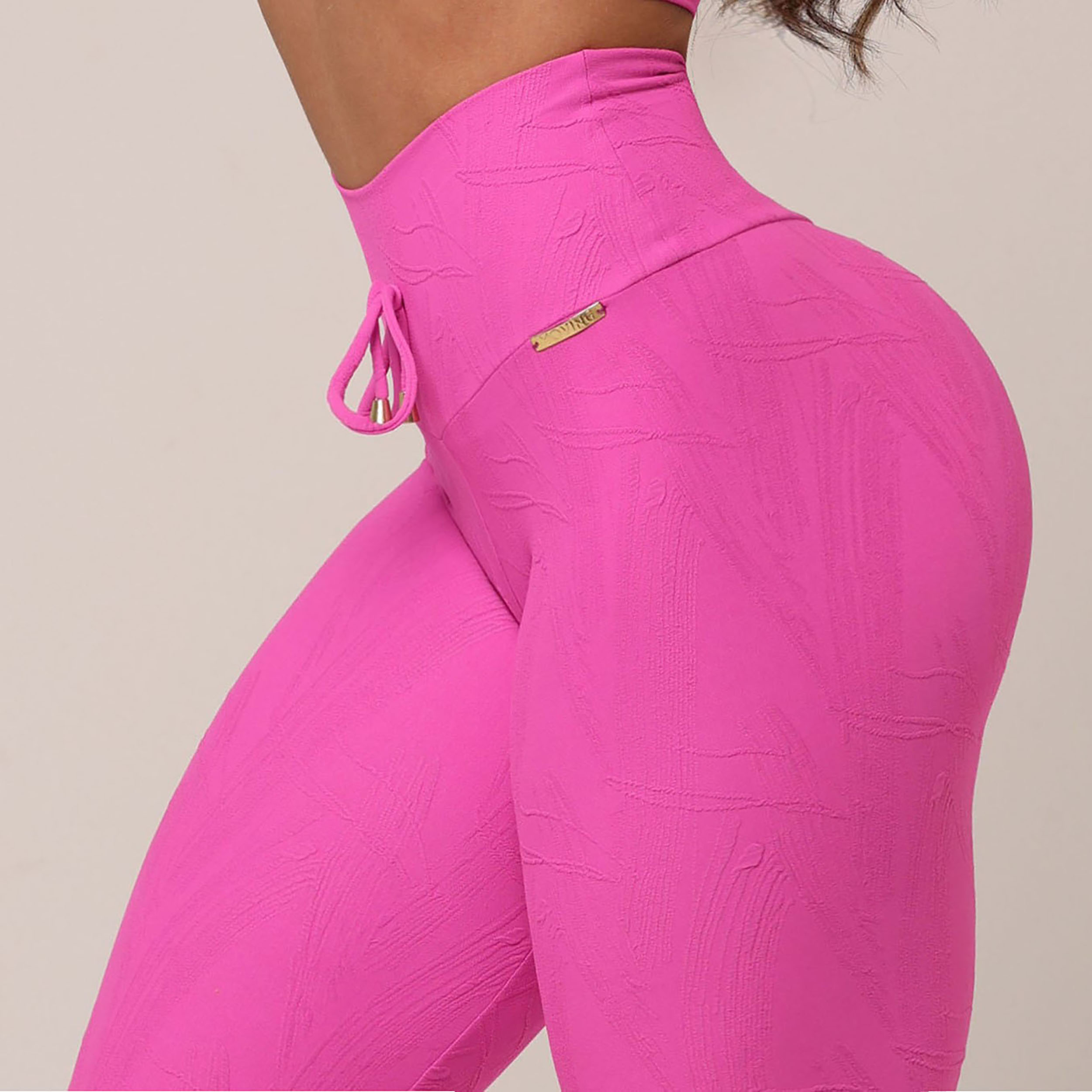 LEGGING EMPINA BUMBUM JACQUARD GRAFIATO ROSA BARBIE - Imagem 3