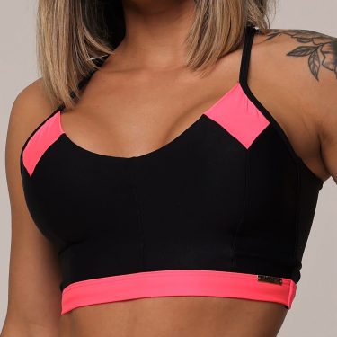 TOP LONDON GLOSSY PRETO COM ROSA FLÚOR