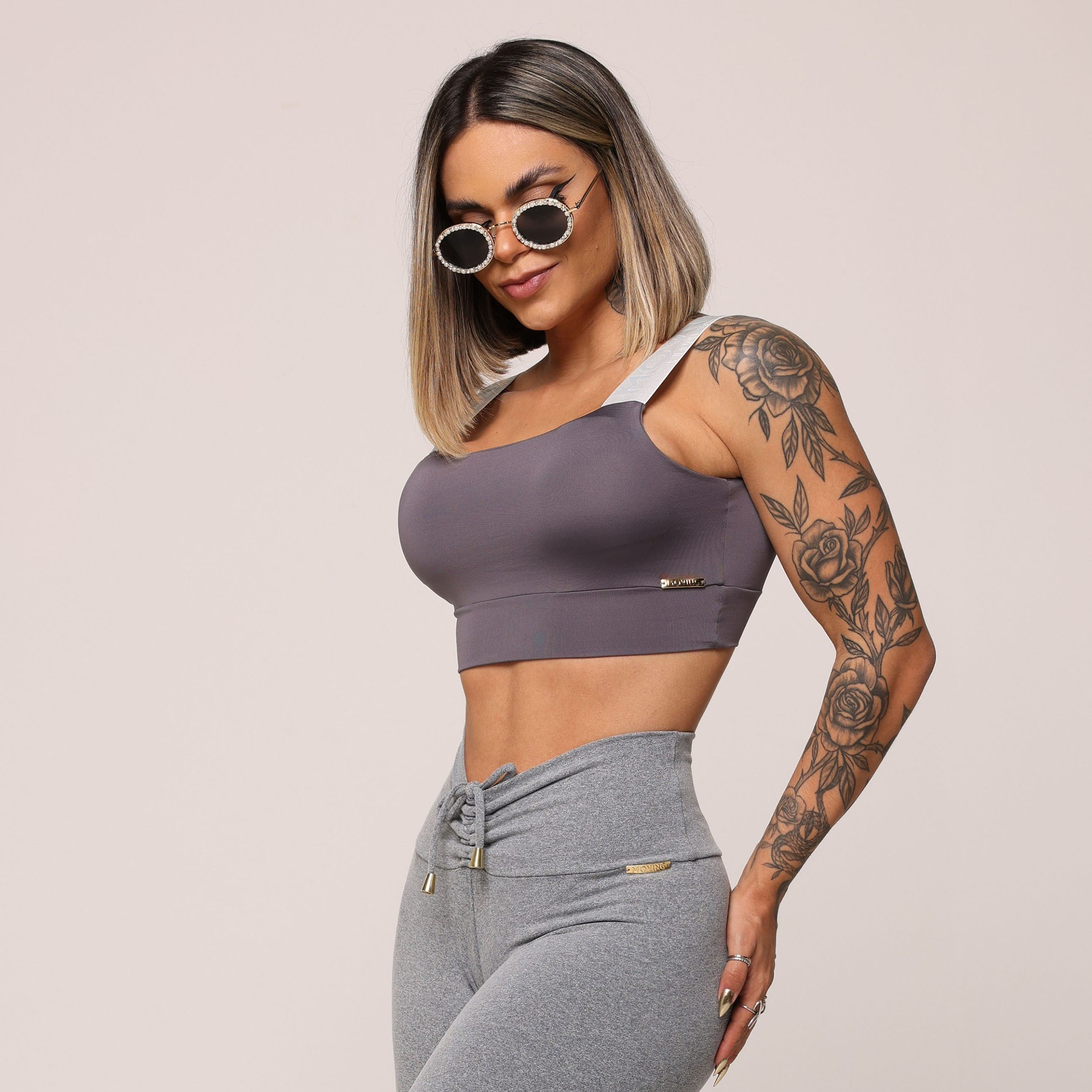 TOP FAIXA GRAFITE COM ELÁSTICO CINZA - Imagem 3