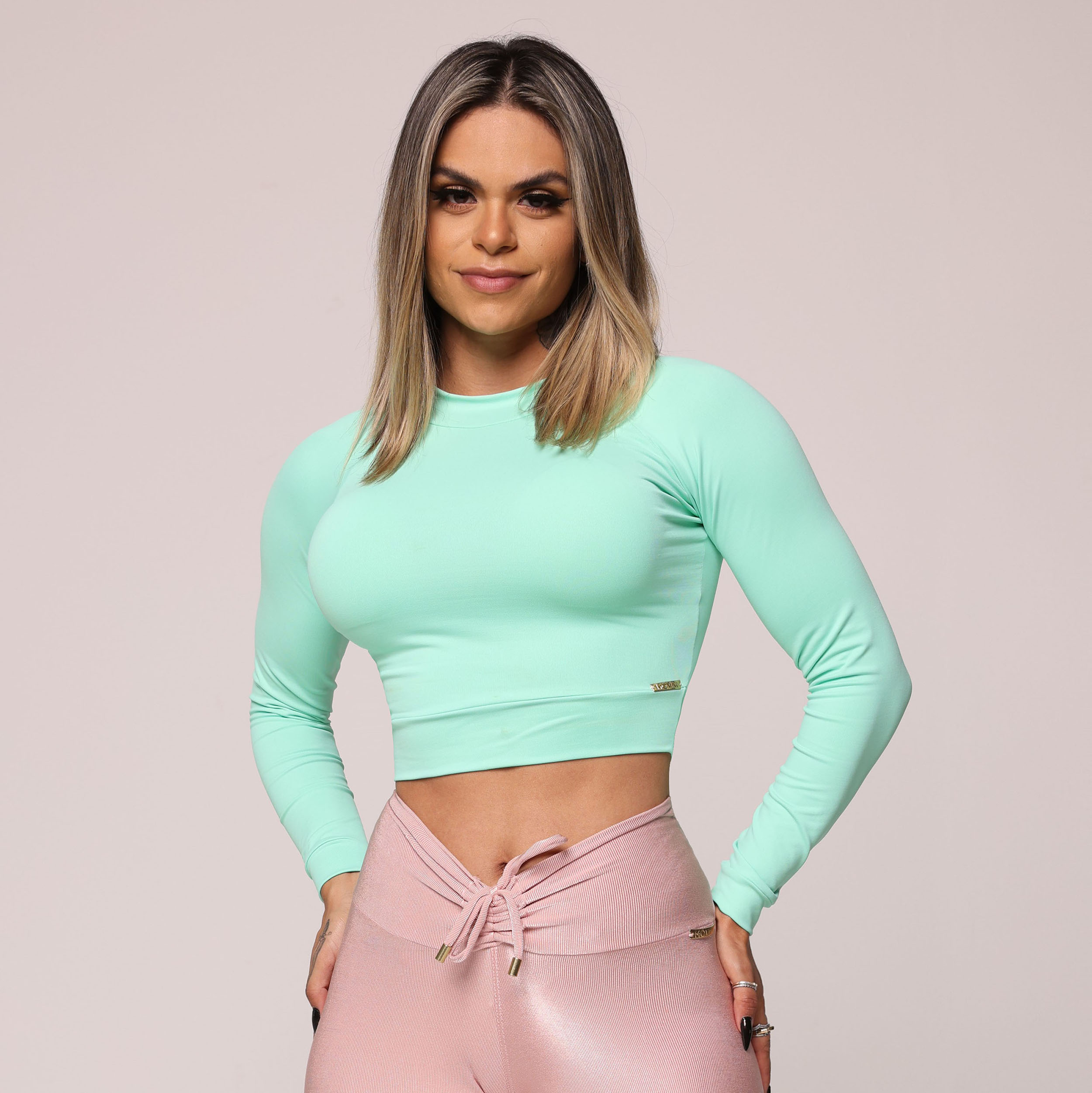 CROPPED CARMEL MANGA LONGA MENTA - Imagem 4