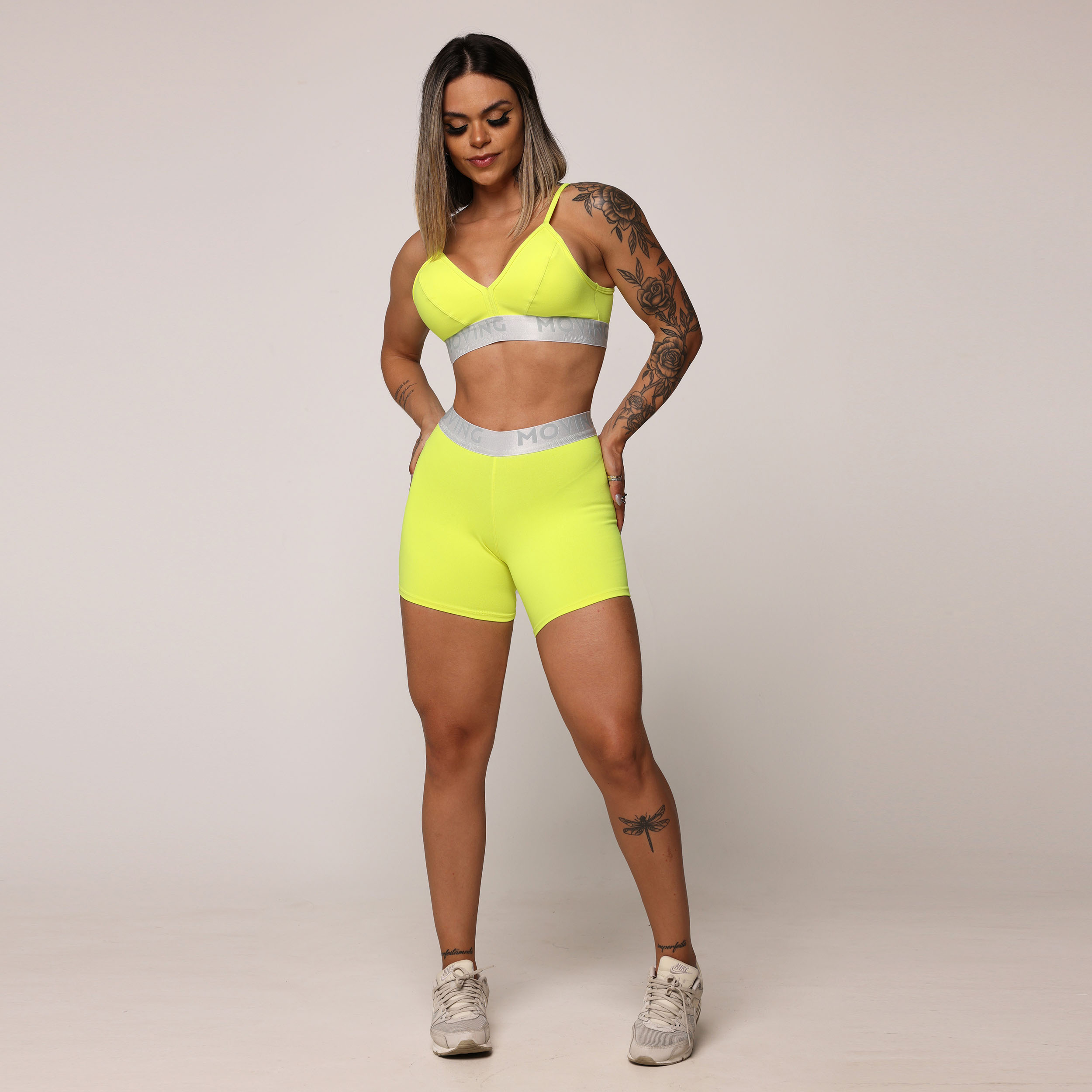 SHORT ÉPIC COMUM AMARELO NEON COM ELÁSTICO CINZA - Imagem 7