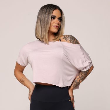 CROPPED OMBRO A OMBRO DE VISCOSE BLUSH