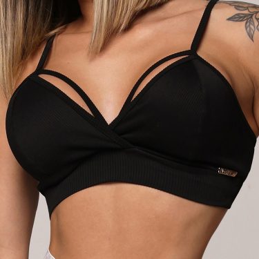 TOP STRAPPY JACQUARD 3D BLACK
