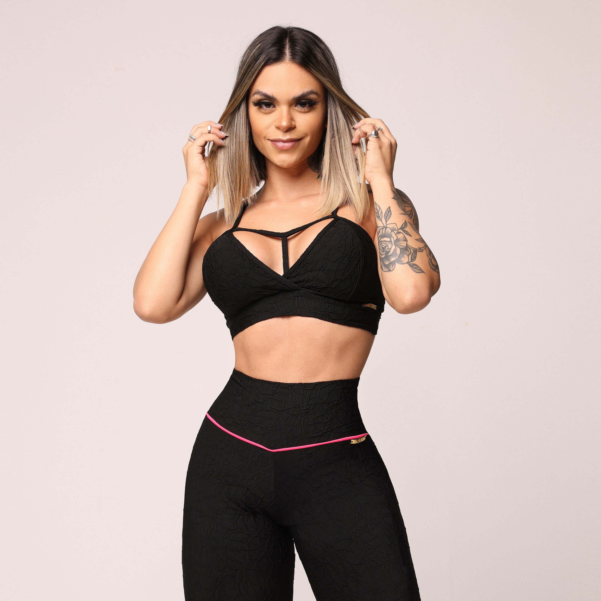 LEGGING WALK EMPINA BUMBUM JACQUARD PERLÊ PRETO - Imagem 5