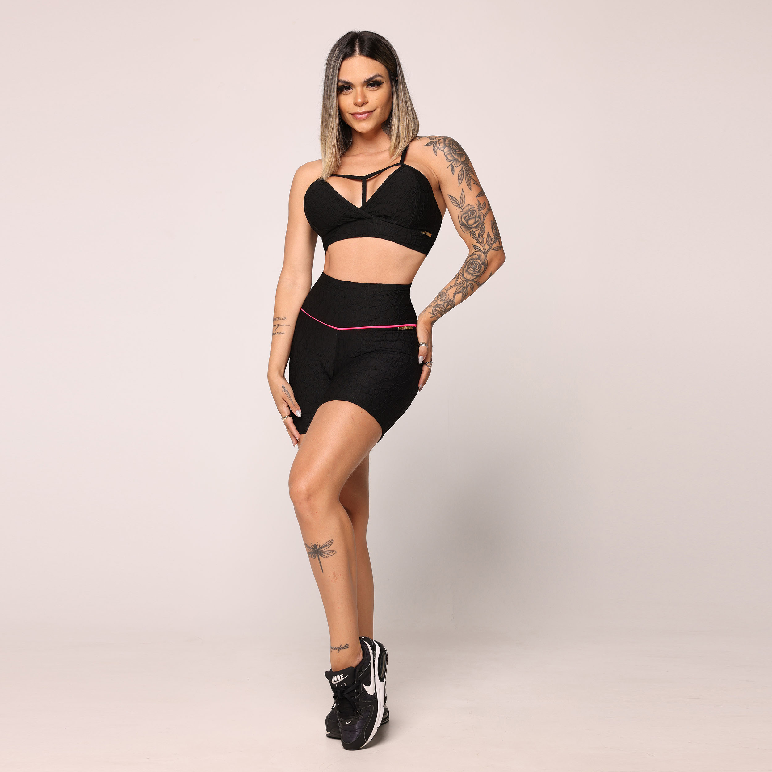 SHORT WALK EMPINA BUMBUM JACQUARD PERLÊ PRETO - Imagem 6