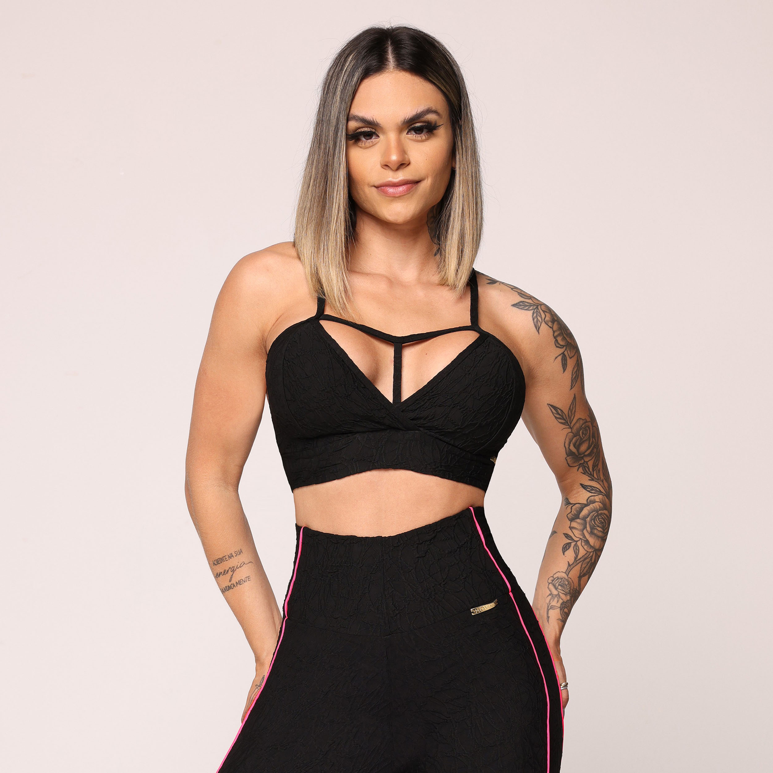 TOP MOVING JACQUARD PERLÊ PRETO - Imagem 3