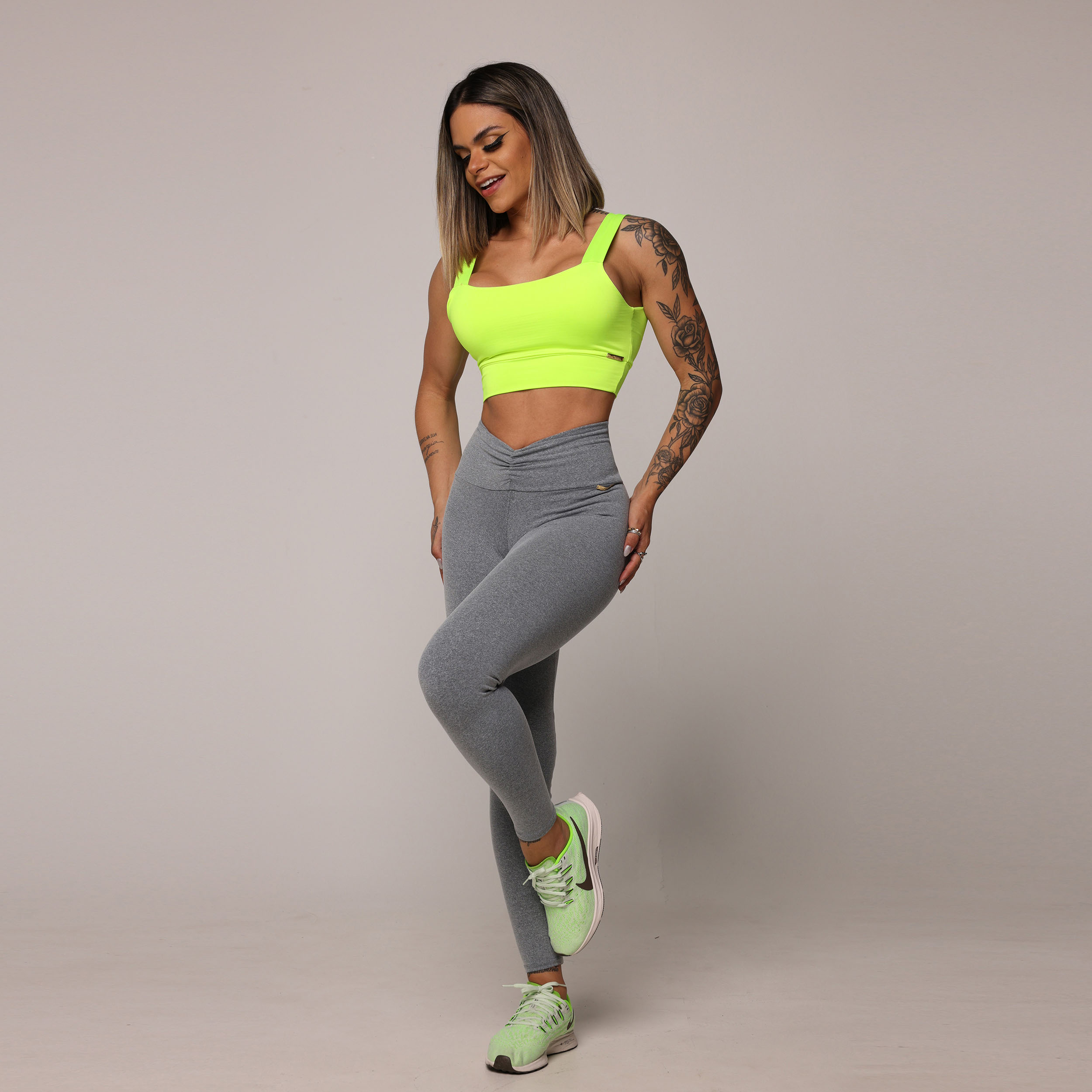 LEGGING TREND EMPINA BUMBUM MESCLA COM AMARELO NEON - Imagem 8