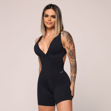 MACAQUINHO NOCAUTE EMPINA BUMBUM PRETO COM ELÁSTICO NUDE