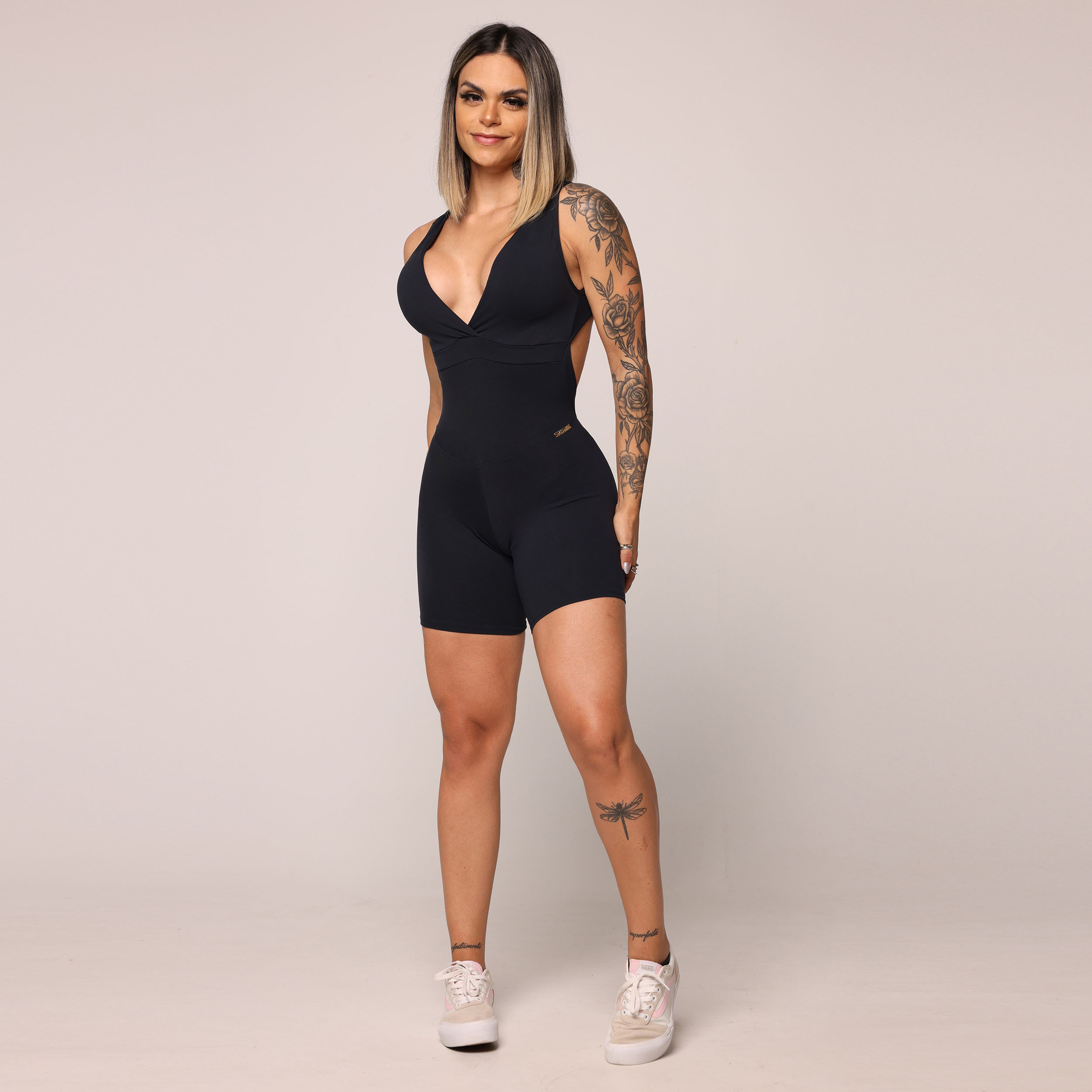 MACAQUINHO NOCAUTE EMPINA BUMBUM PRETO COM ELÁSTICO NUDE - Imagem 4