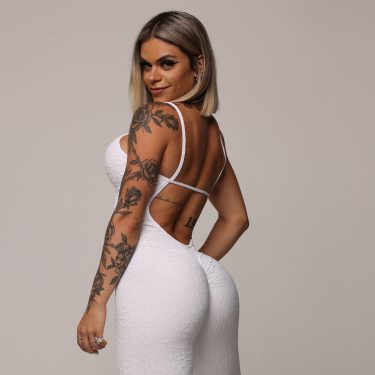 MACACÃO MOVING EMPINA BUMBUM JACQUARD PERLÊ BRANCO