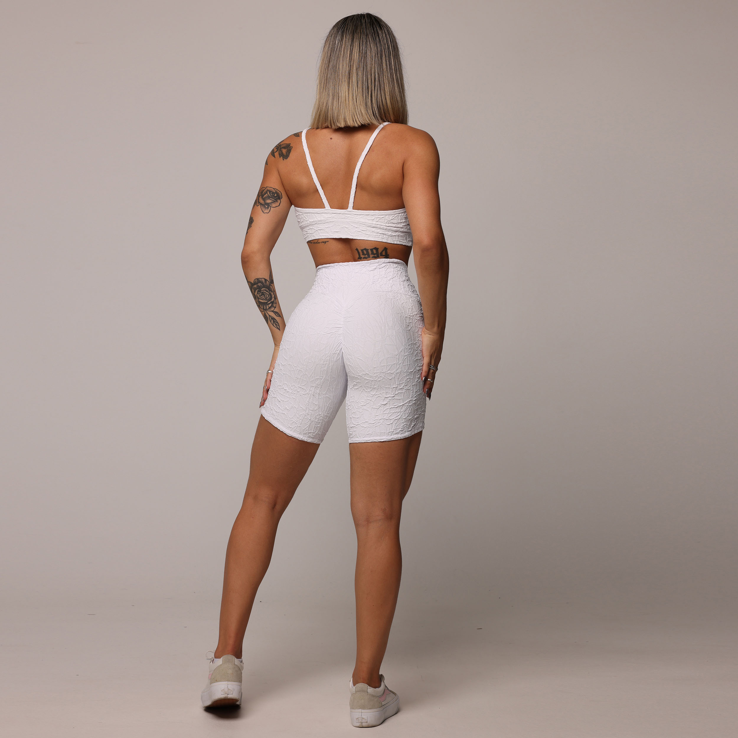 SHORT EMPINA BUMBUM JACQUARD PERLÊ BRANCO - Imagem 6