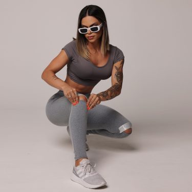 LEGGING ENJOY EMPINA BUMBUM MESCLA COM ELÁSTICO CINZA