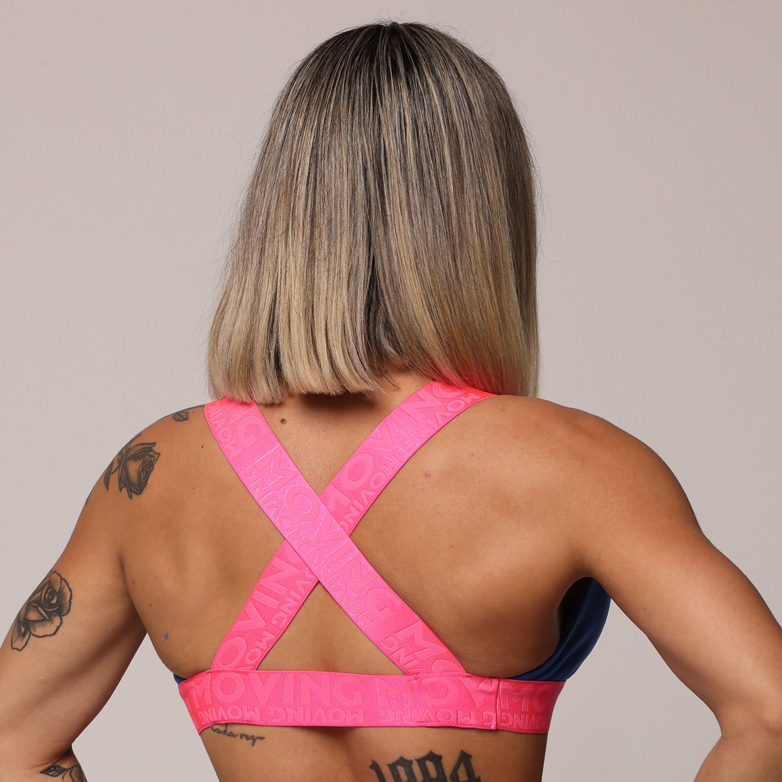 TOP MIAMI AZUL SAFIRA COM ELÁSTICO ROSA NEON - Imagem 3