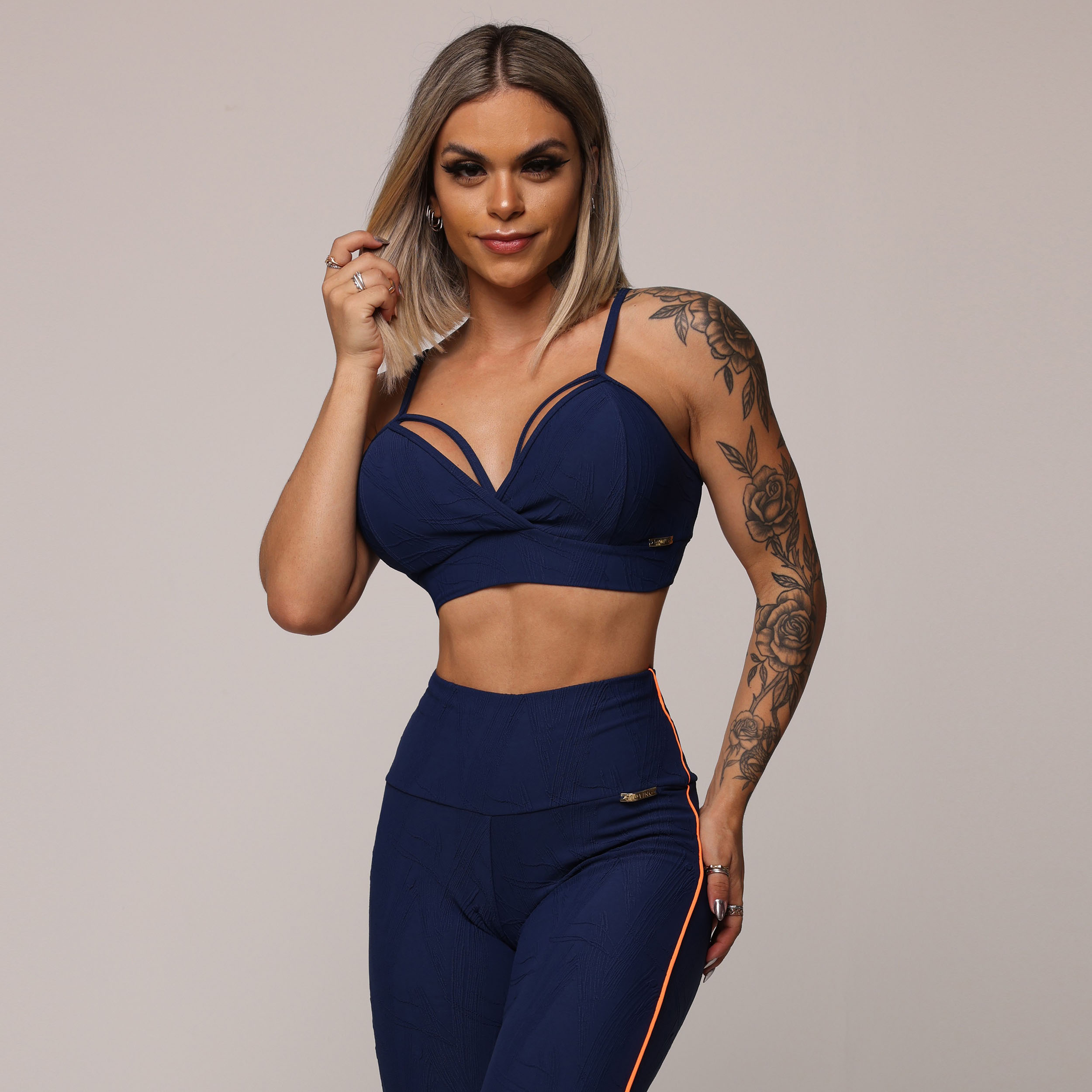 LEGGING JUMP COMUM JACQUARD GRAFIATO AZUL MARINHO - Imagem 3