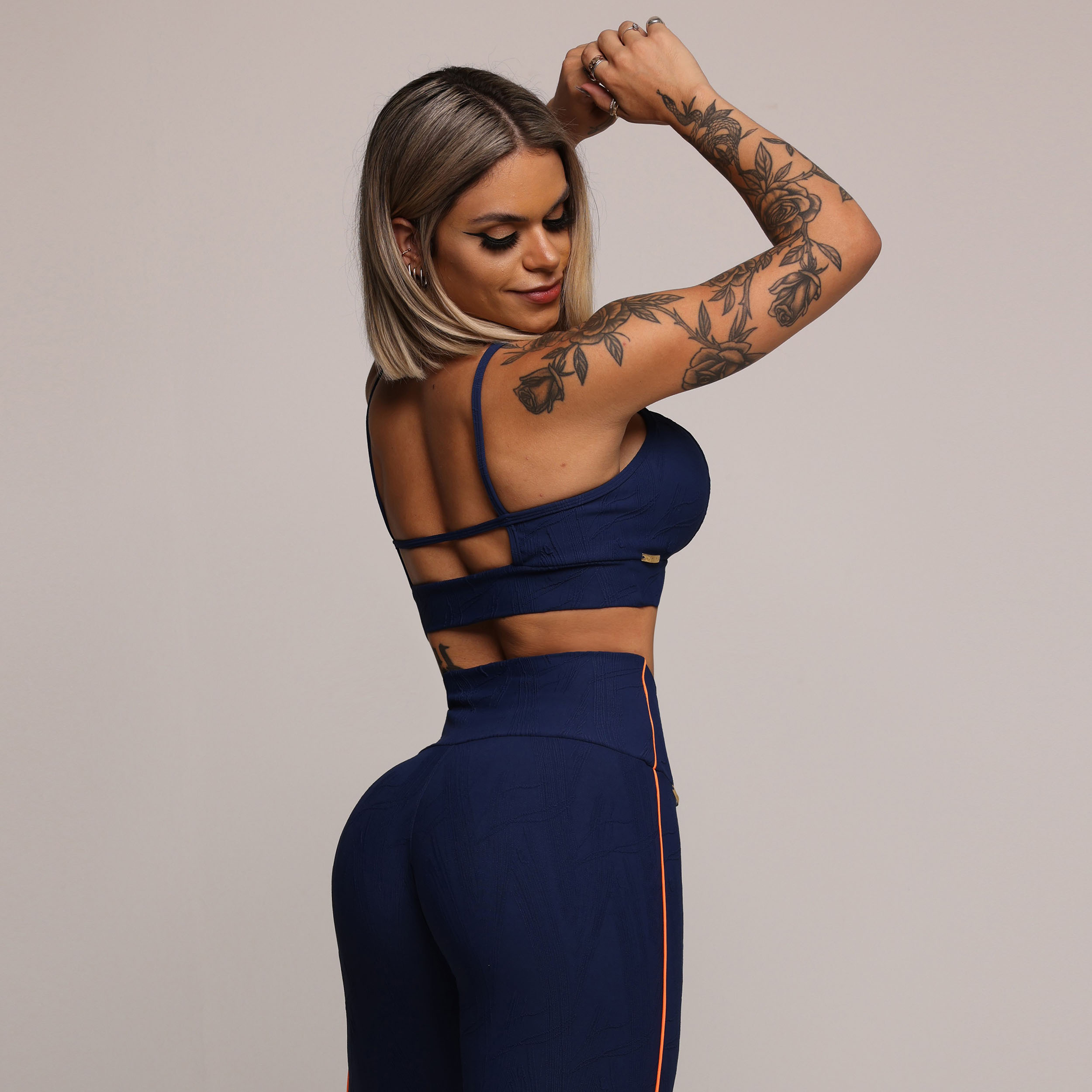 LEGGING JUMP COMUM JACQUARD GRAFIATO AZUL MARINHO - Imagem 4