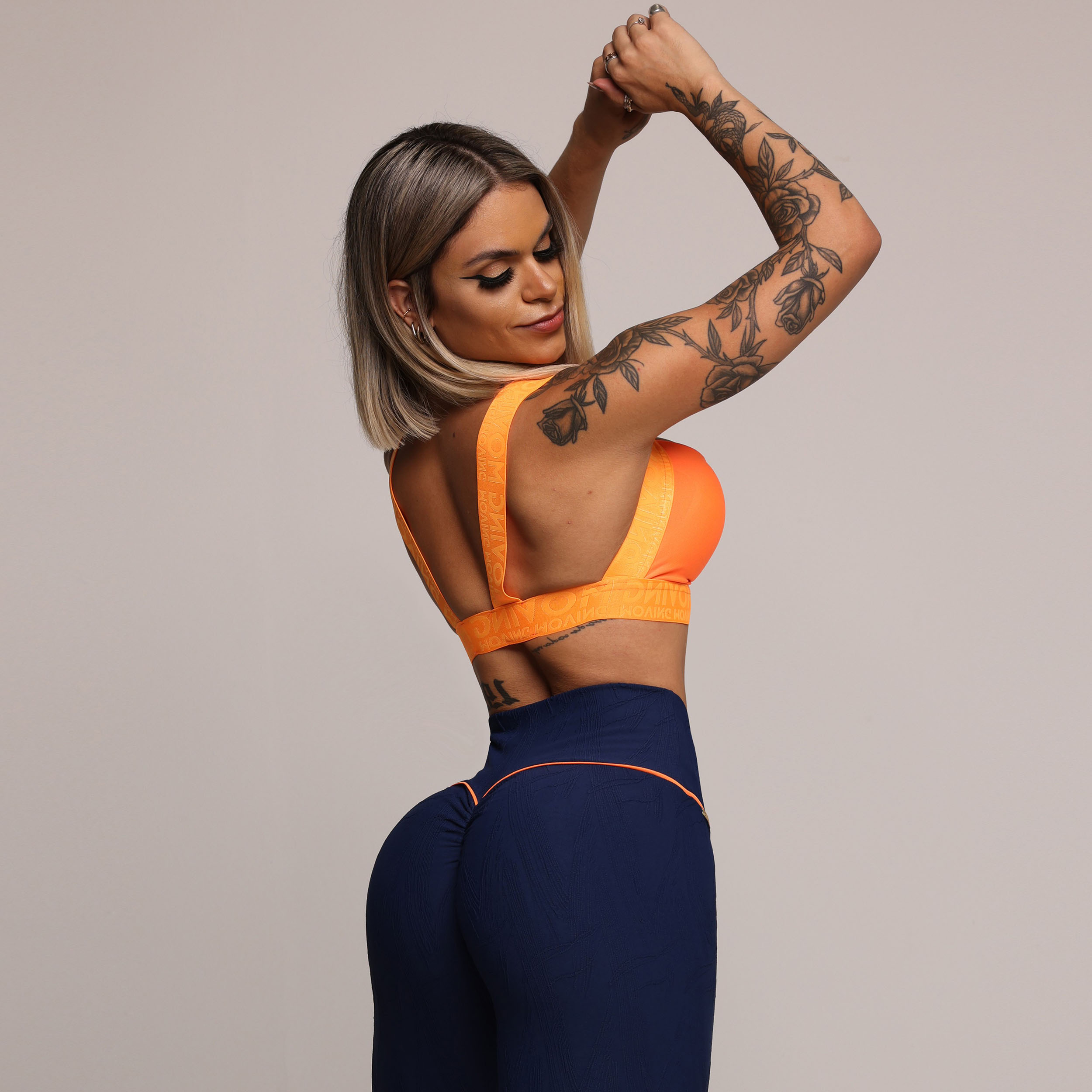 LEGGING WALK EMPINA BUMBUM JACQUARD GRAFIATO AZUL MARINHO - Imagem 3