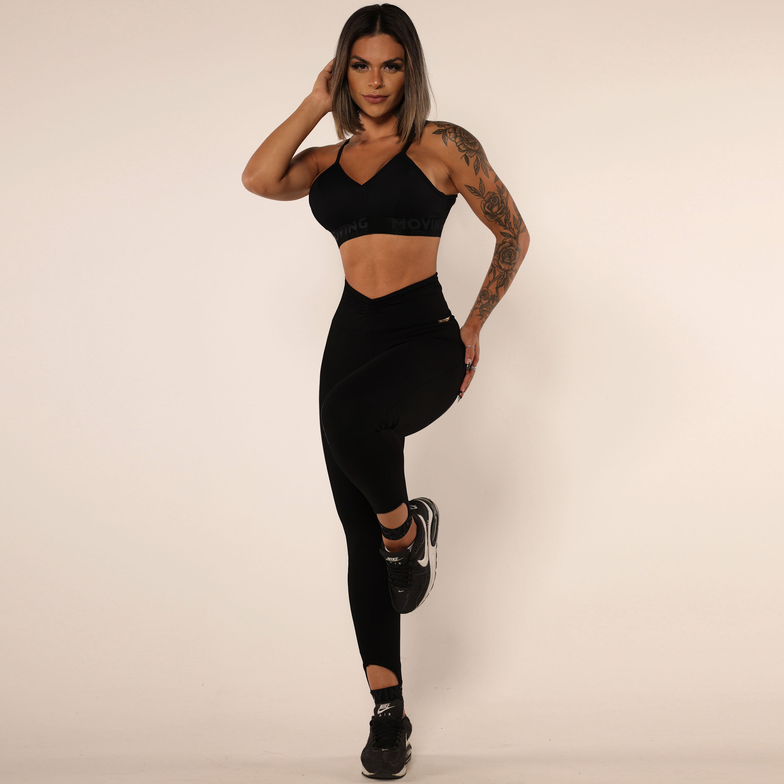 LEGGING INSIDE EMPINA BUMBUM PRETA COM ELÁSTICO PRETO ABSOLUTO - Imagem 5