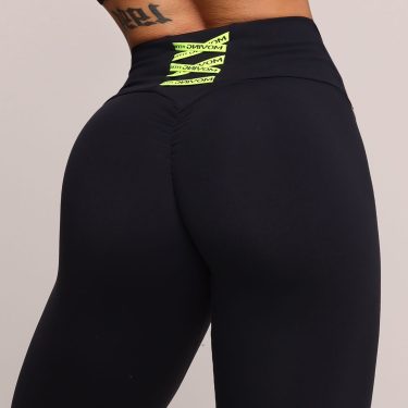 LEGGING TREND EMPINA BUMBUM PRETA COM AMARELO NEON