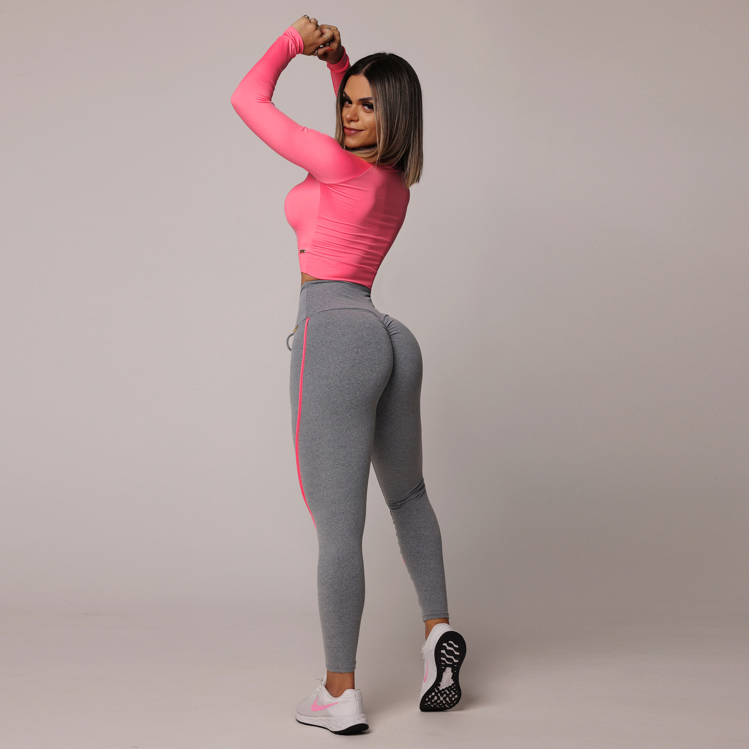 LEGGING RECORTE EMPINA BUMBUM MESCLA COM ROSA FLÚOR - Imagem 6
