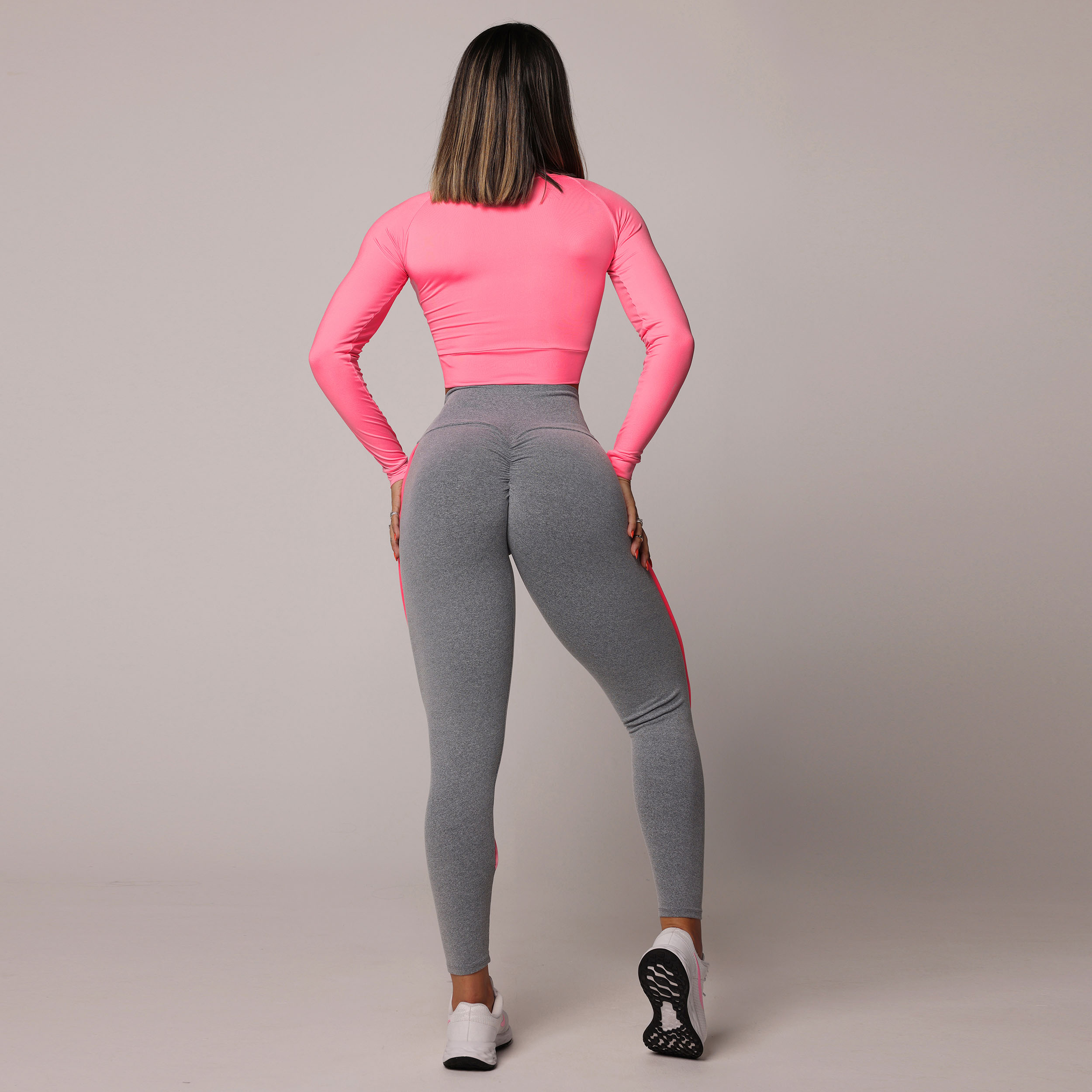 LEGGING RECORTE EMPINA BUMBUM MESCLA COM ROSA FLÚOR - Imagem 8