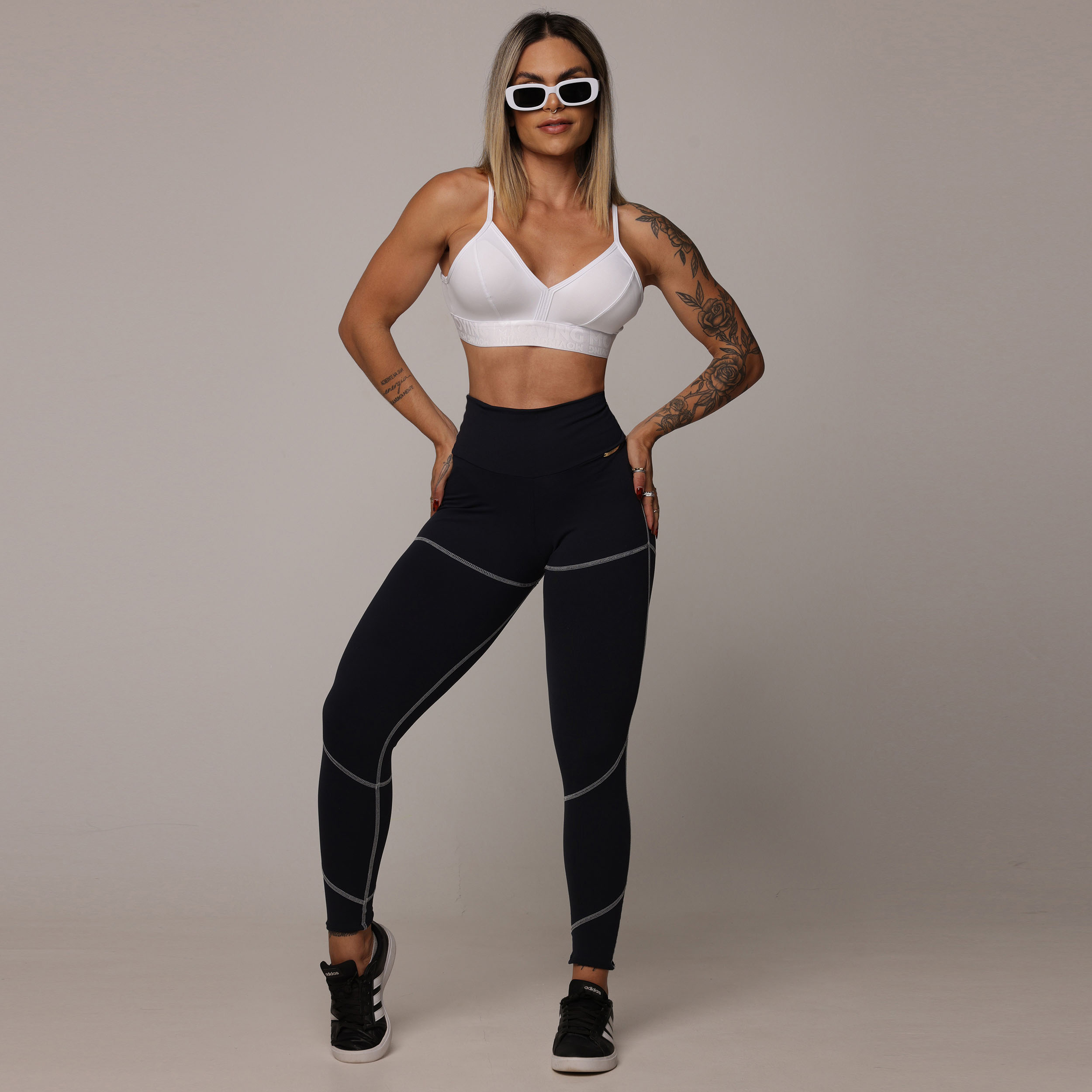 LEGGING PUMP EMPINA BUMBUM PRETA COM BRANCO - Imagem 5