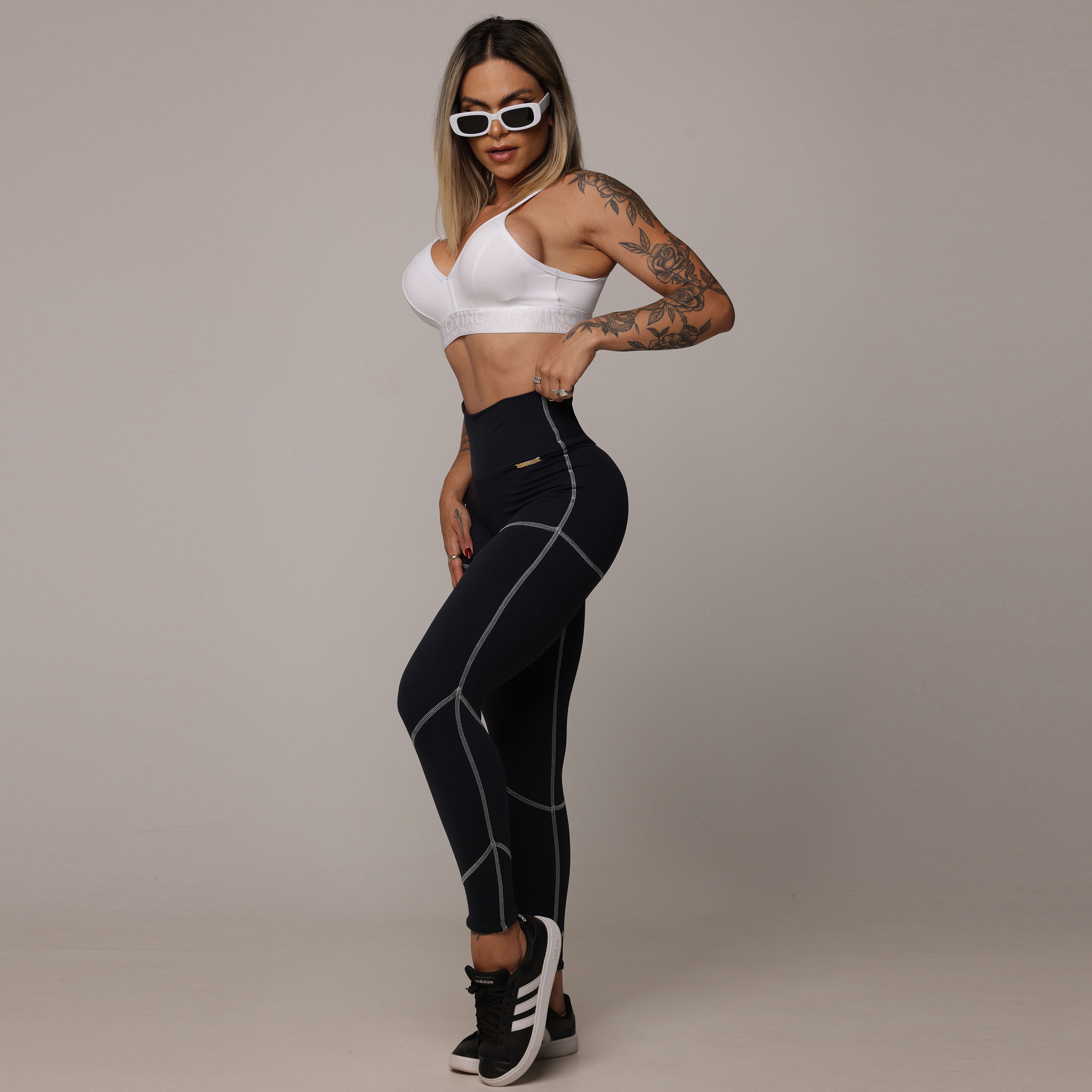 LEGGING PUMP EMPINA BUMBUM PRETA COM BRANCO - Imagem 10