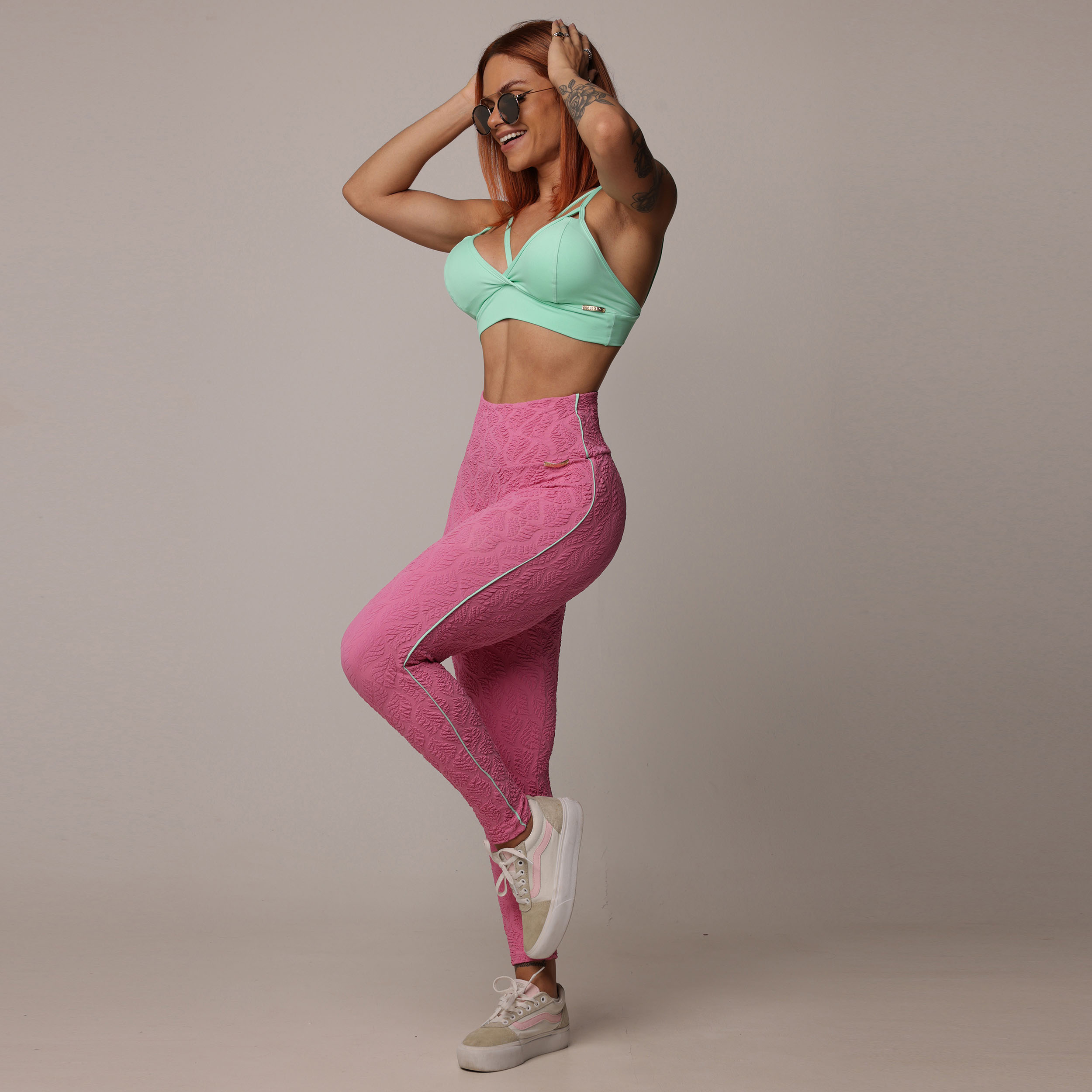 LEGGING JUMP COMUM JACQUARD BIO ROSA - Imagem 9