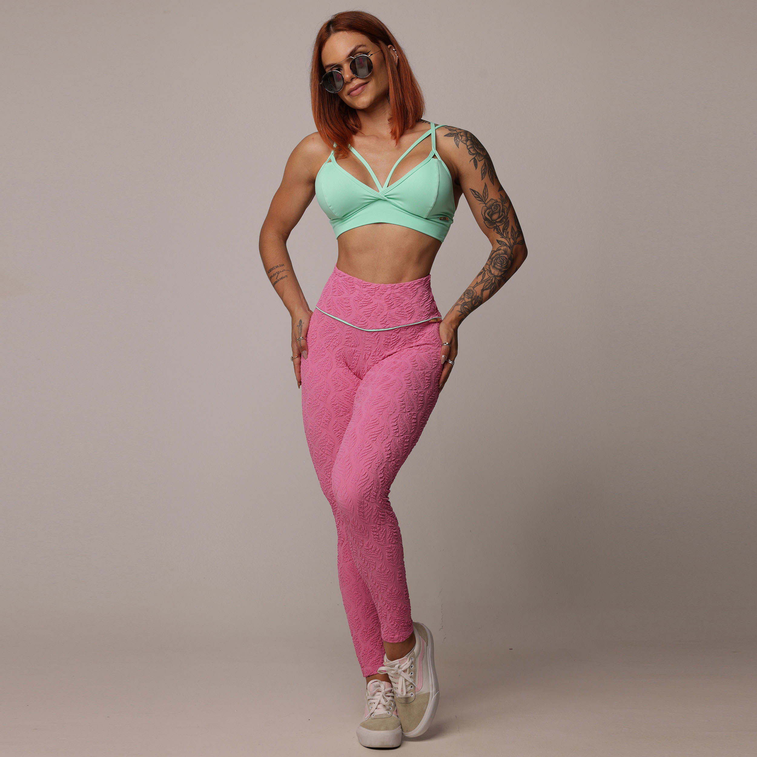 LEGGING WALK EMPINA BUMBUM JACQUARD BIO ROSA - Imagem 4