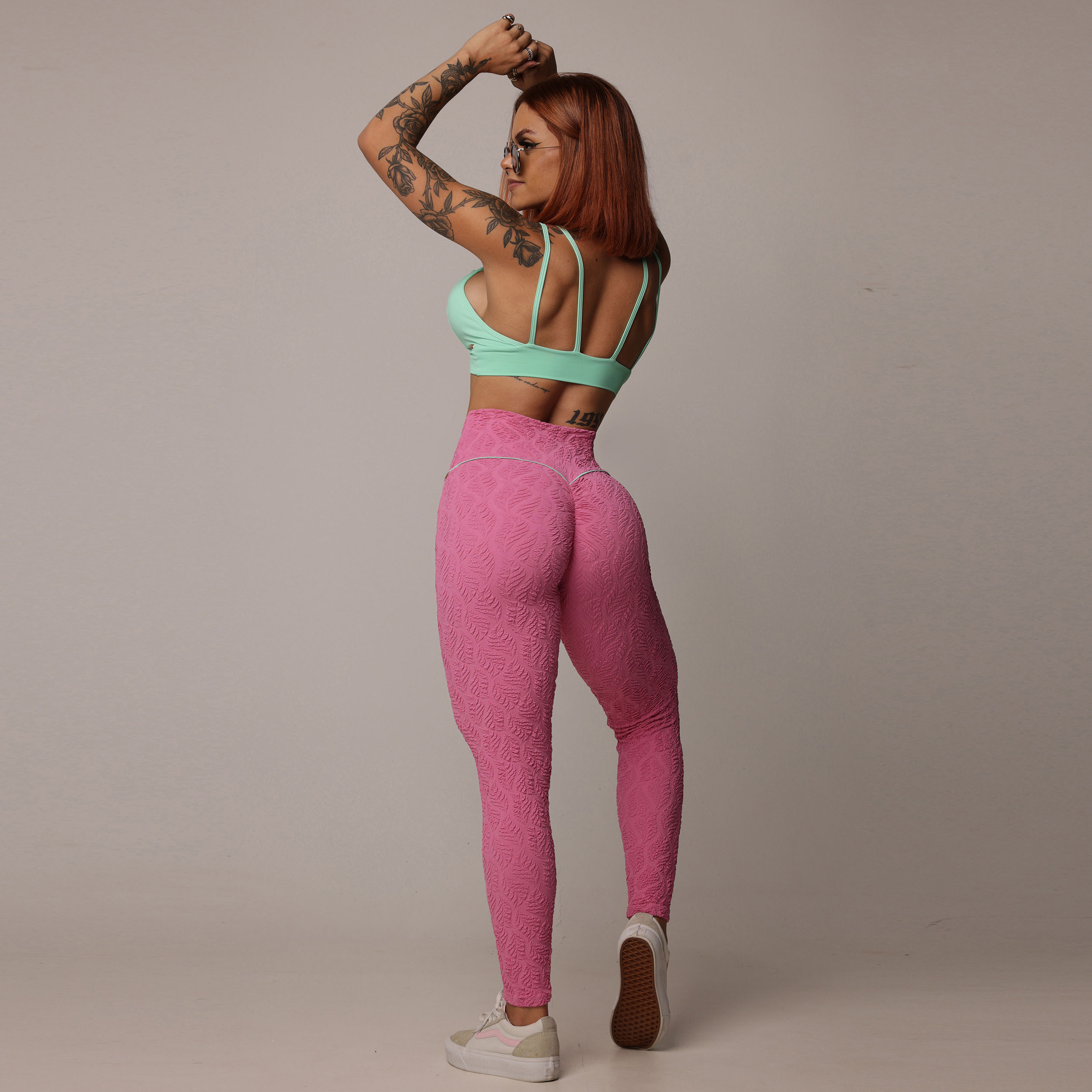 LEGGING WALK EMPINA BUMBUM JACQUARD BIO ROSA - Imagem 5