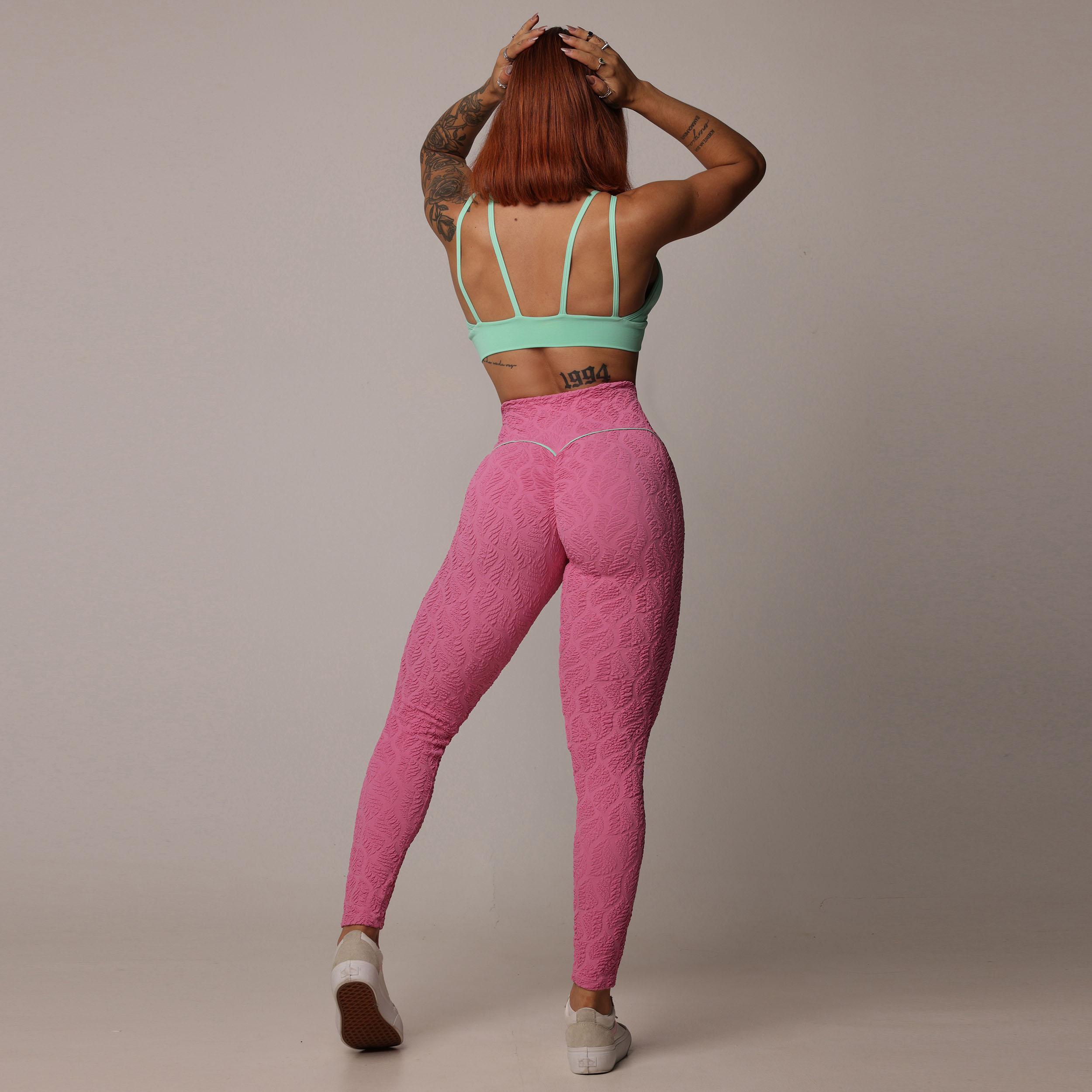 LEGGING WALK EMPINA BUMBUM JACQUARD BIO ROSA - Imagem 7
