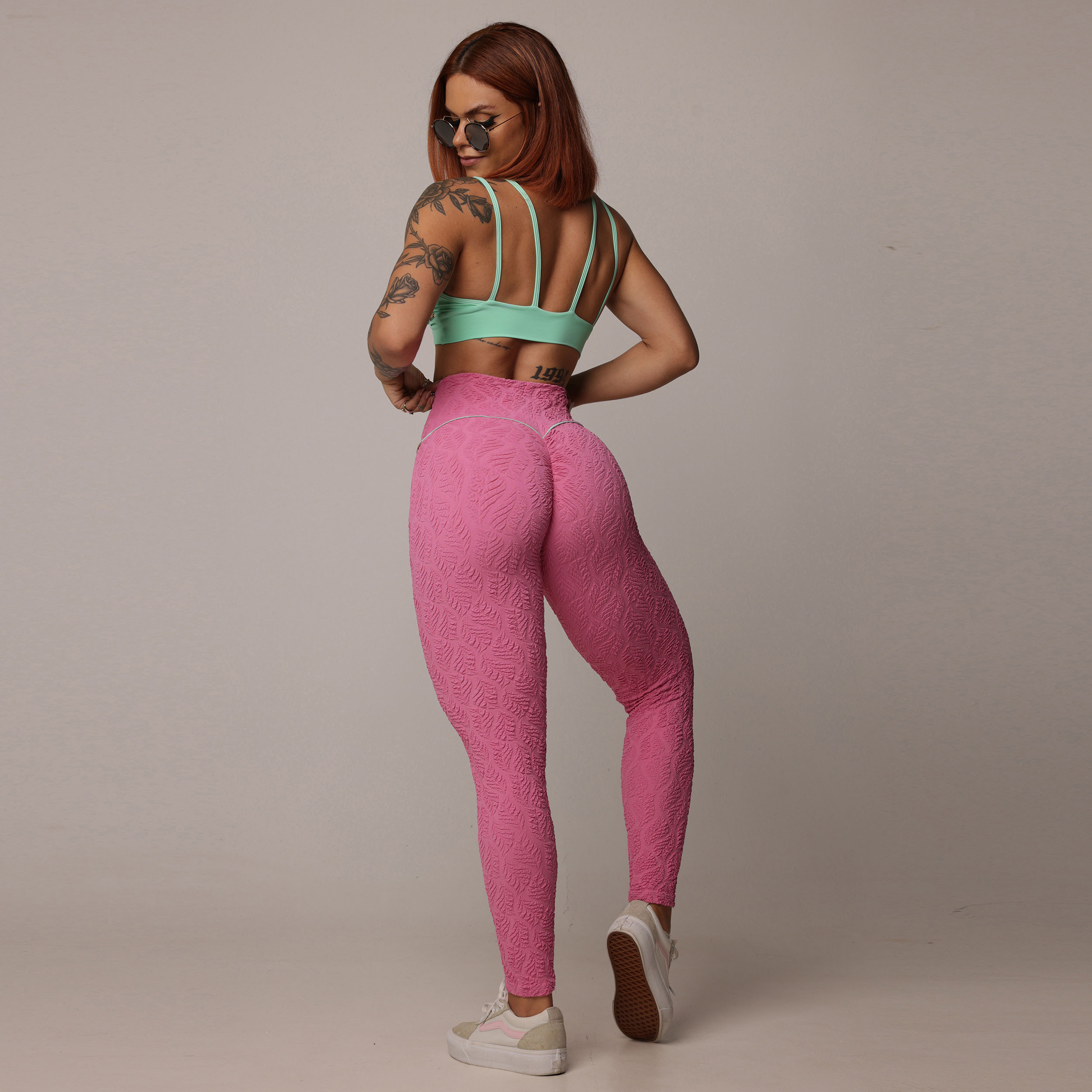 LEGGING WALK EMPINA BUMBUM JACQUARD BIO ROSA - Imagem 8