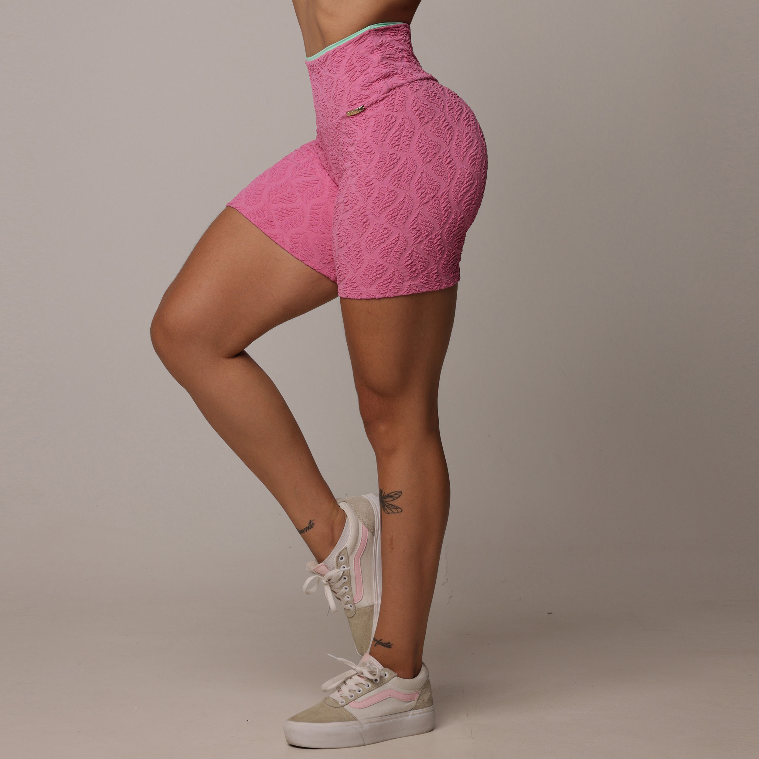 SHORT BICOLOR EMPINA BUMBUM JACQUARD BIO ROSA - Imagem 3