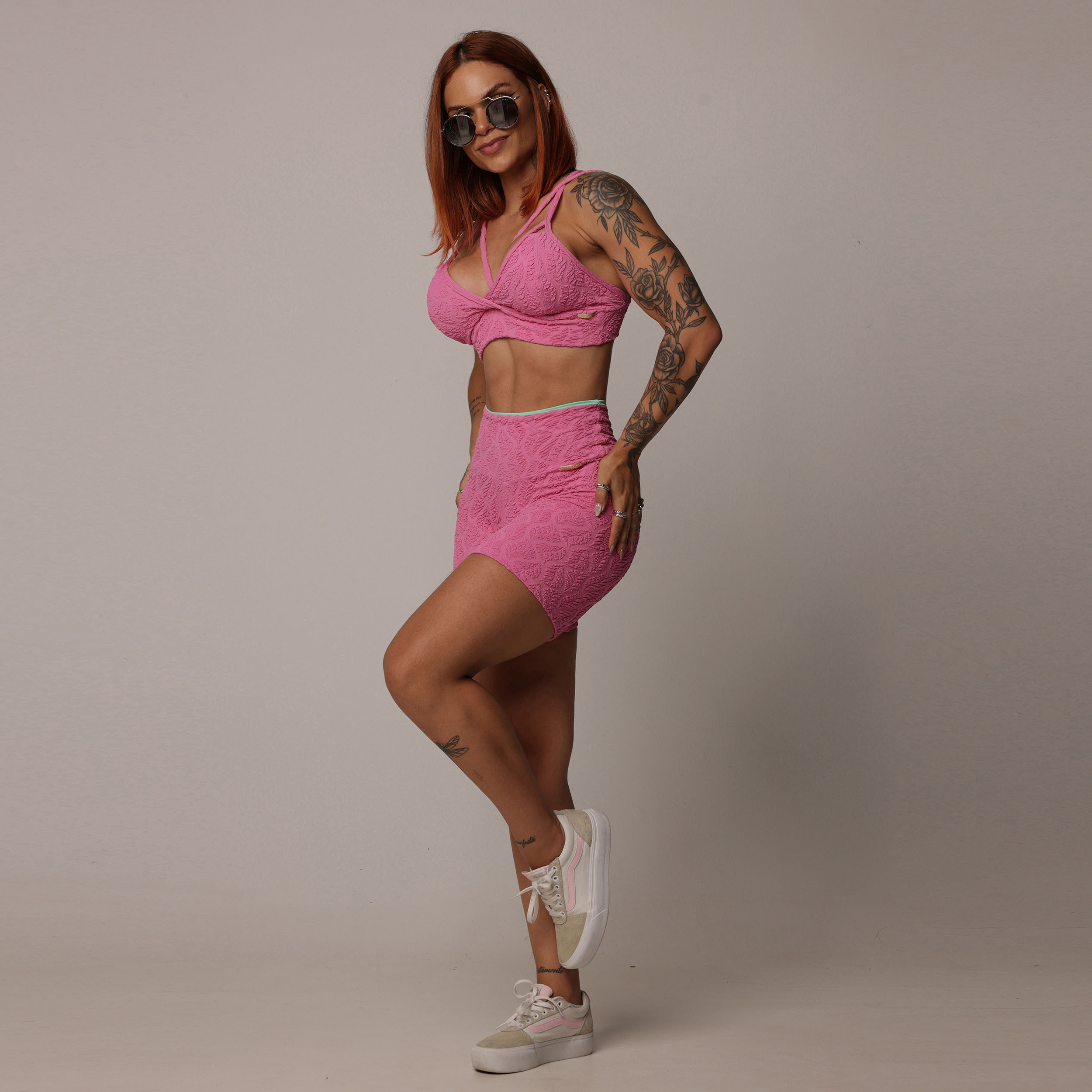 SHORT BICOLOR EMPINA BUMBUM JACQUARD BIO ROSA - Imagem 7