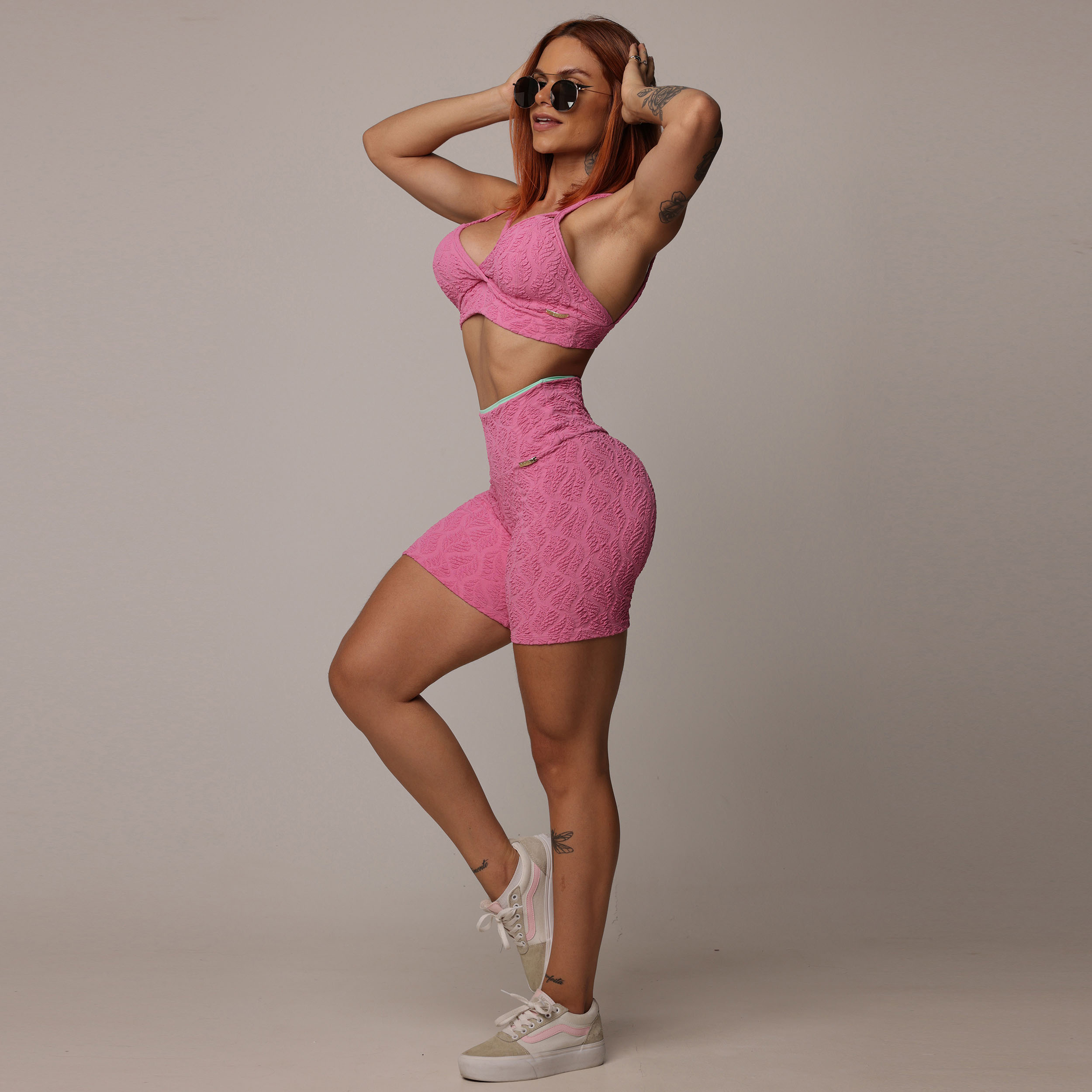 SHORT BICOLOR EMPINA BUMBUM JACQUARD BIO ROSA - Imagem 9