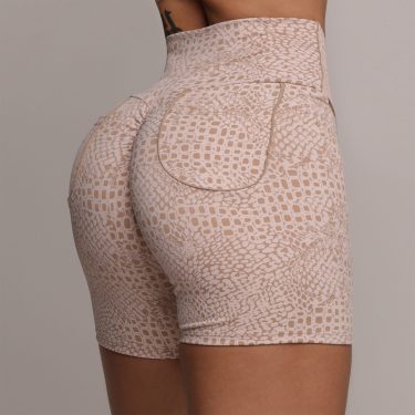SHORT BOLSINHO EMPINA BUMBUM JACQUARD SNAKE NUDE
