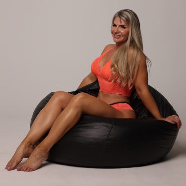 CONJUNTO DE RENDA COM BOJO LARANJA NEON